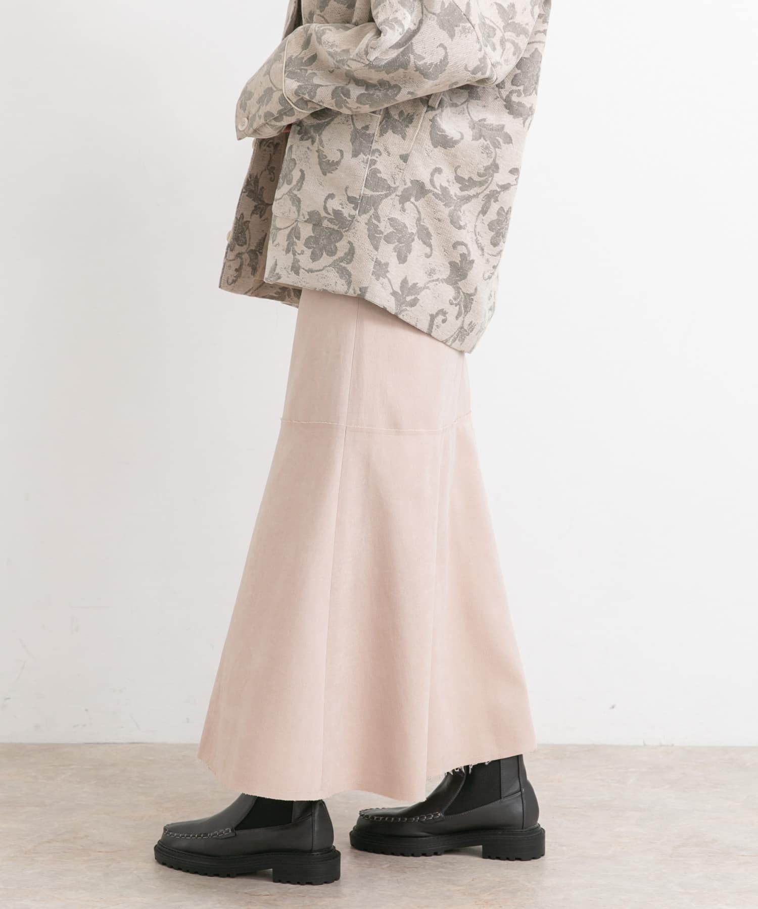 カットオフ切替ロングスカート L.BEIGE one