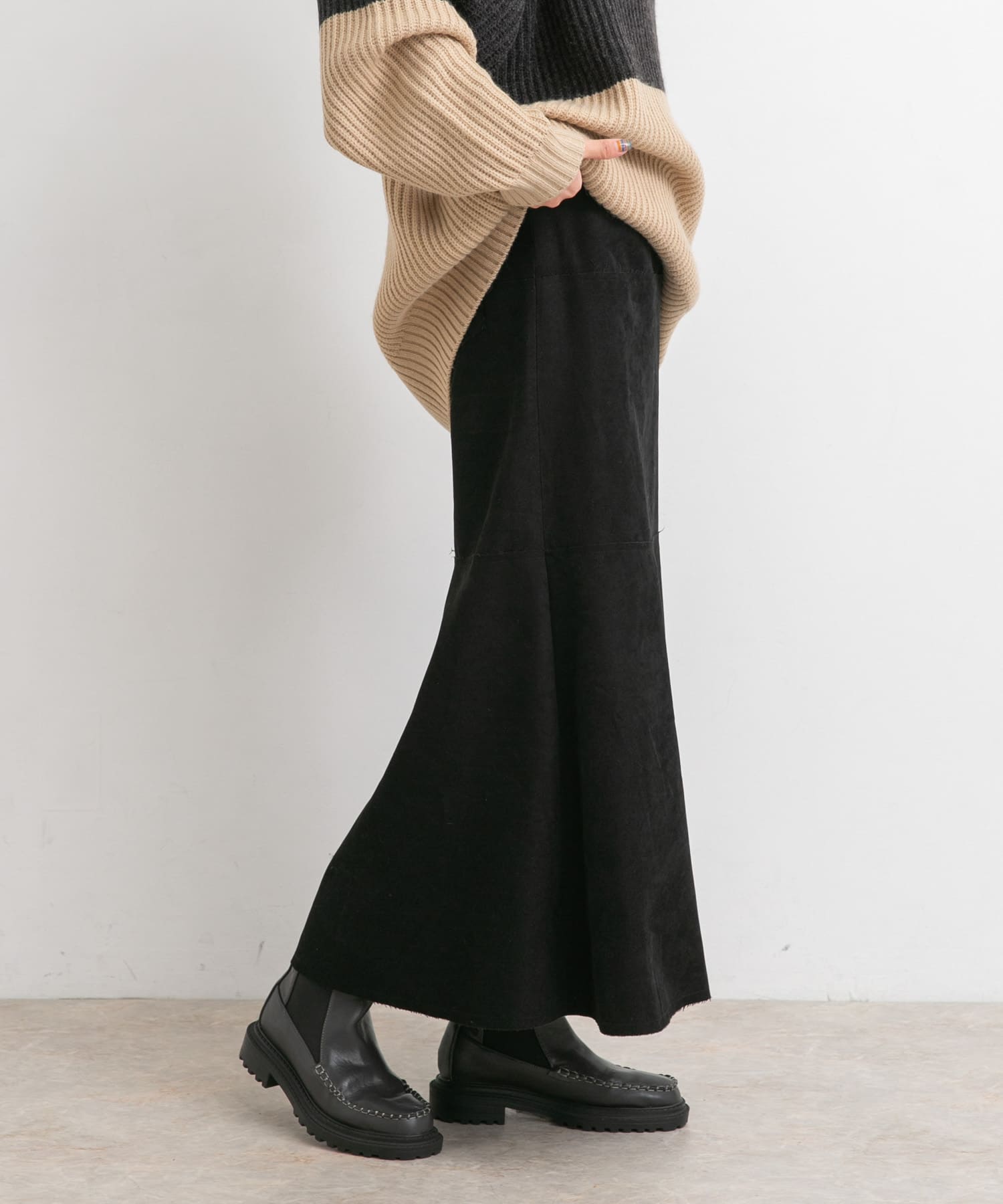 カットオフ切替ロングスカート BLACK one