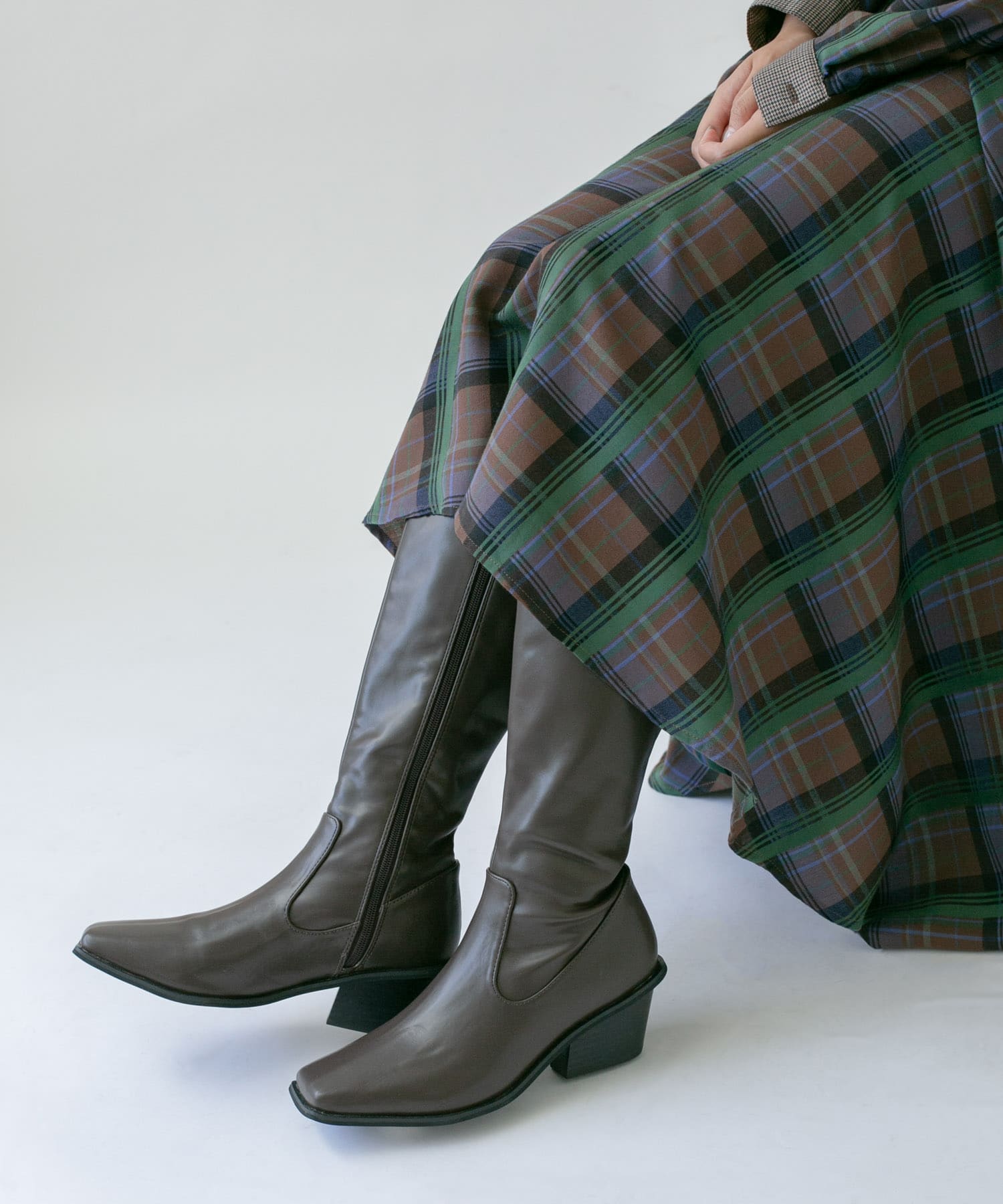 ウエスタンヒールロングブーツ D.BROWN 36