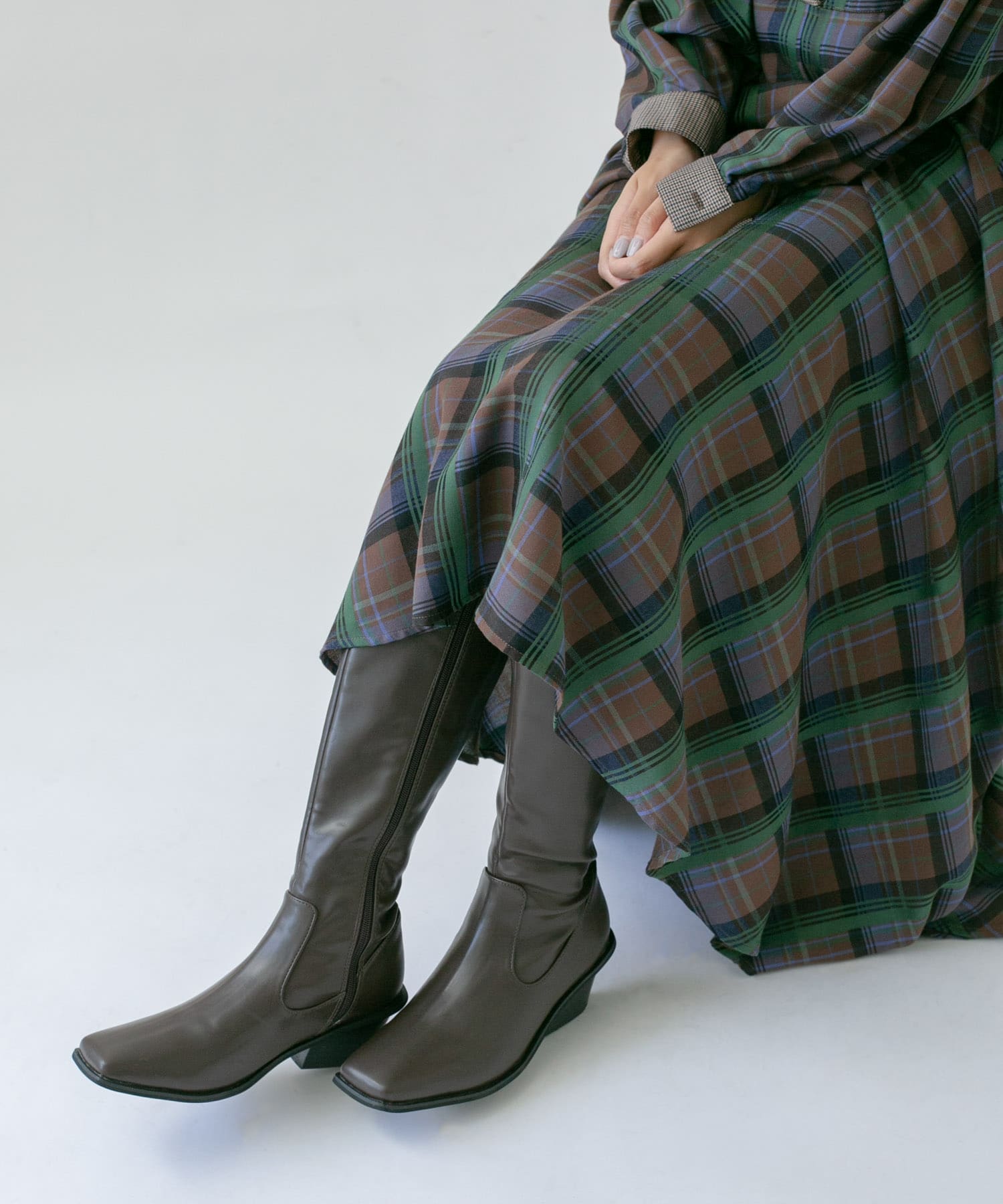 ウエスタンヒールロングブーツ D.BROWN 36