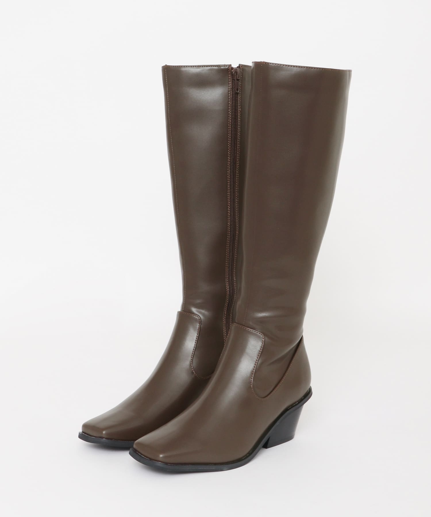 ウエスタンヒールロングブーツ D.BROWN 36