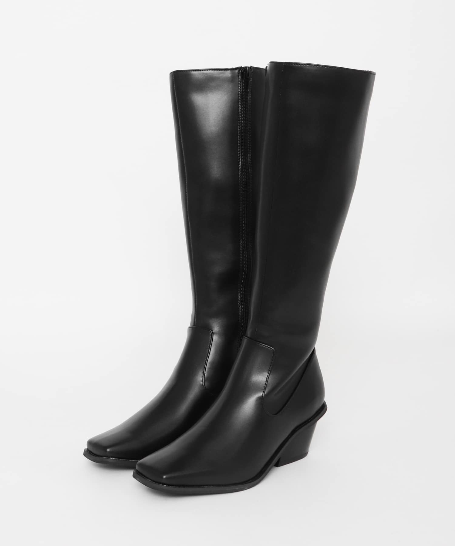 ウエスタンヒールロングブーツ BLACK 36