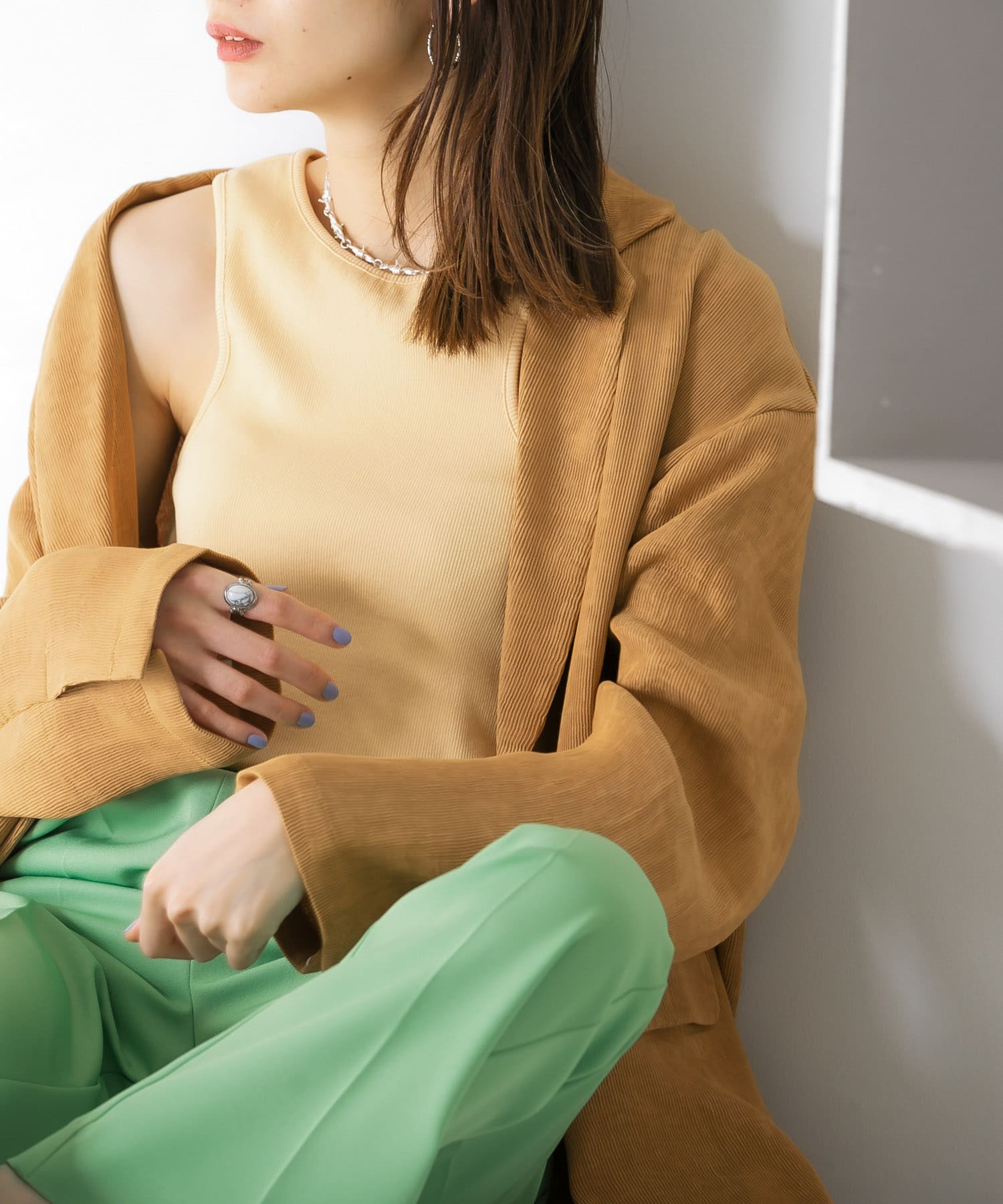 アシメタンクトップ BEIGE one