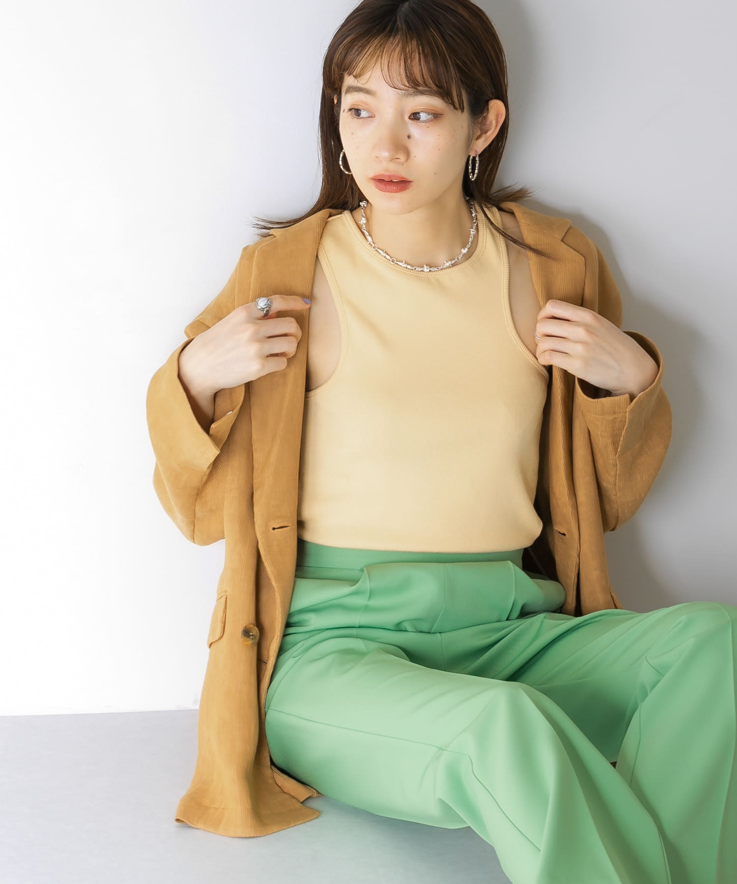 アシメタンクトップ BEIGE one