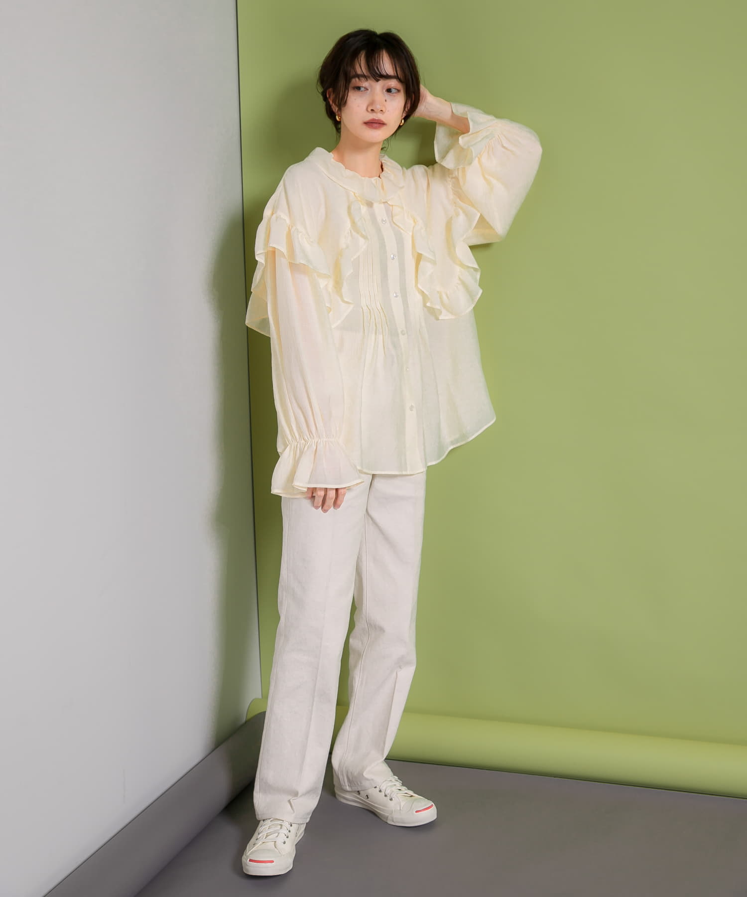 センタープレスストレートデニム NATURAL 38