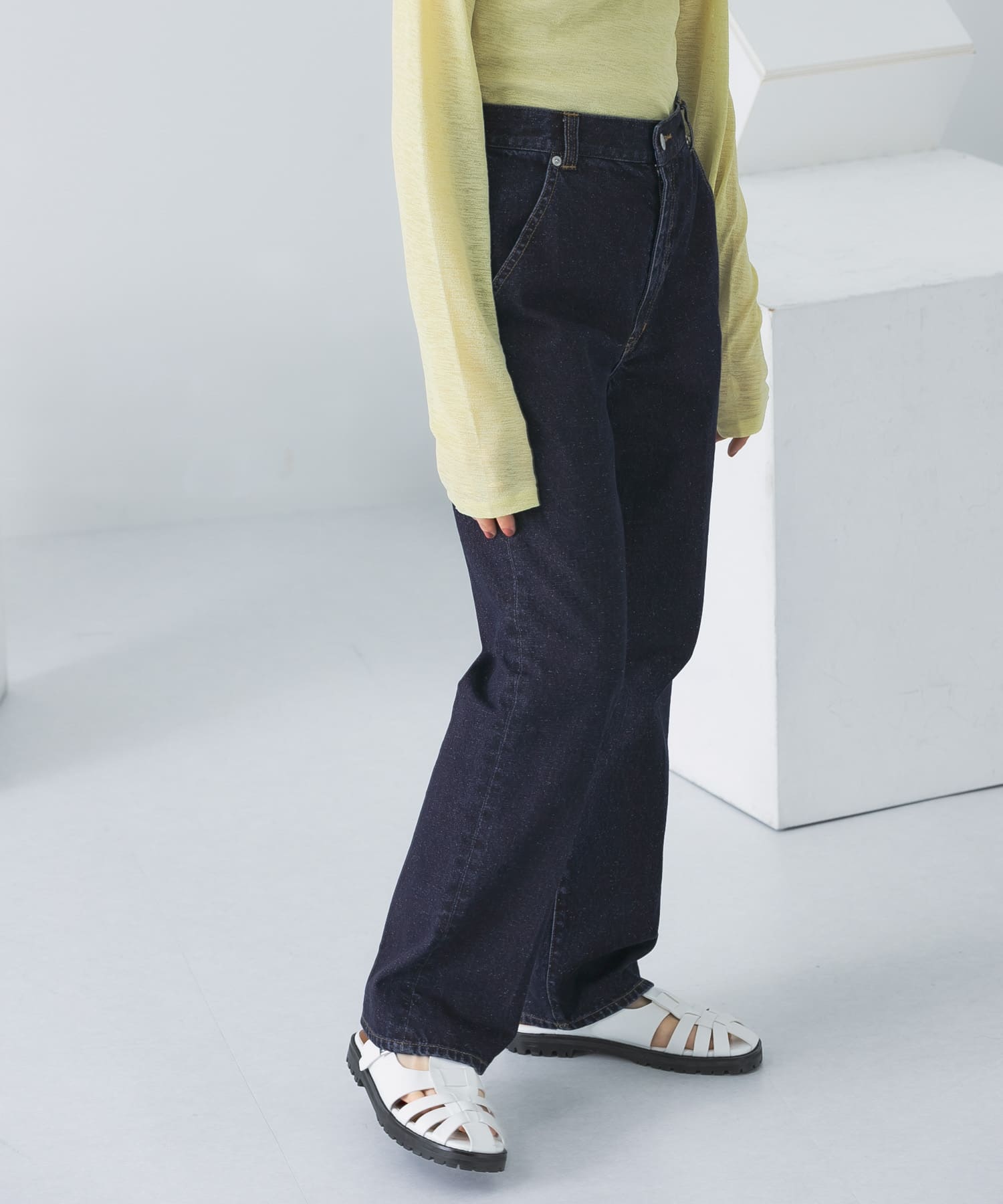 センタープレスストレートデニム NAVY 36