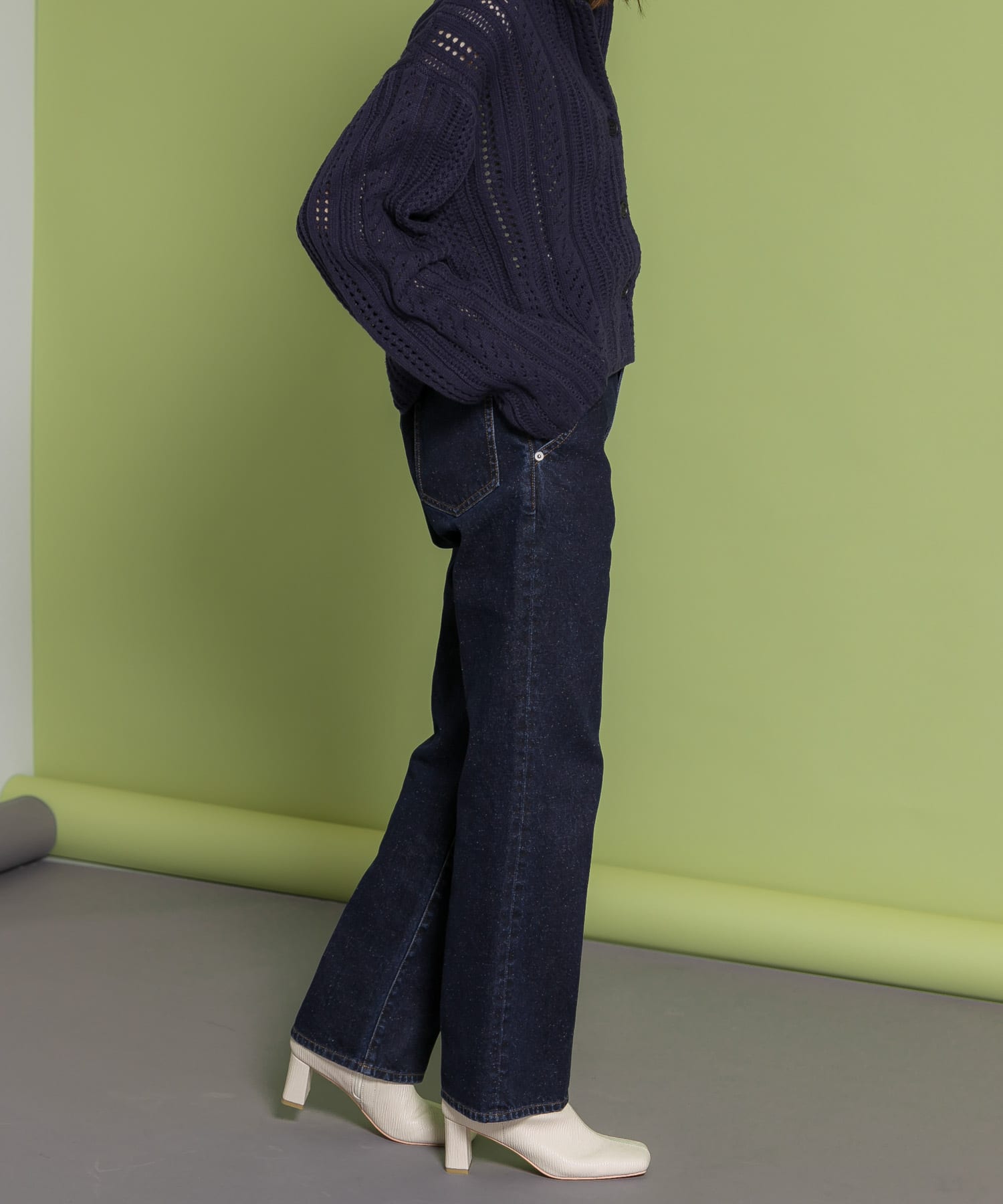 センタープレスストレートデニム NAVY 36