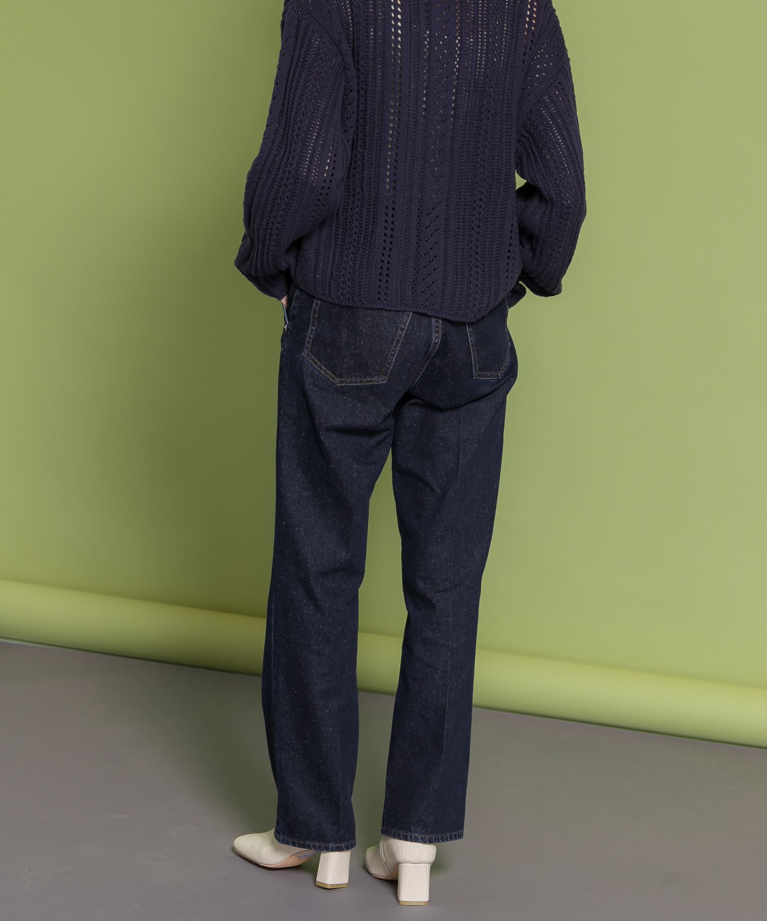 センタープレスストレートデニム NAVY 38