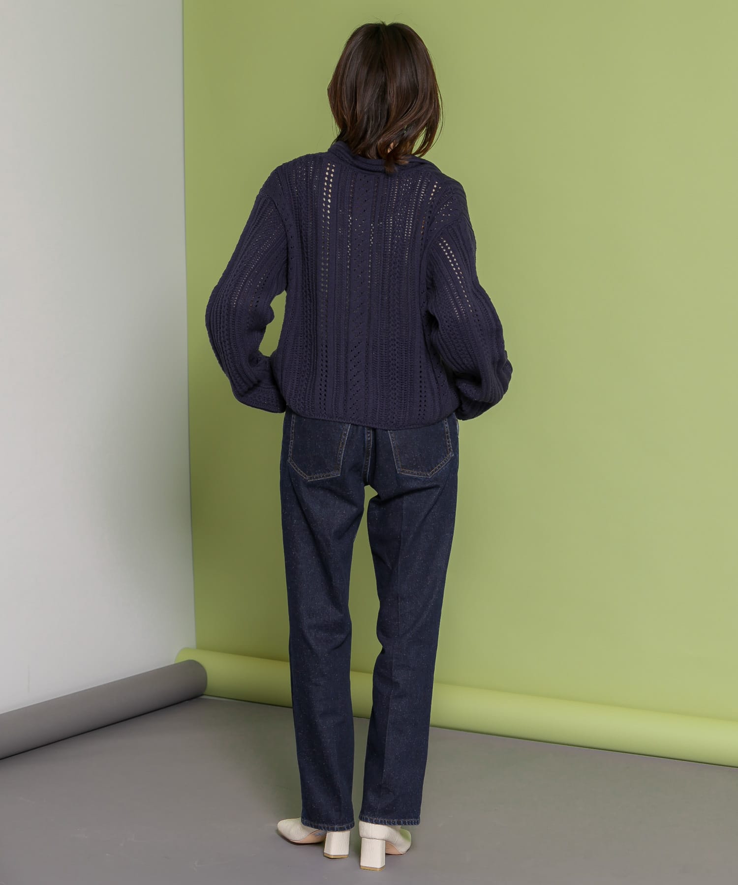 センタープレスストレートデニム NAVY 38