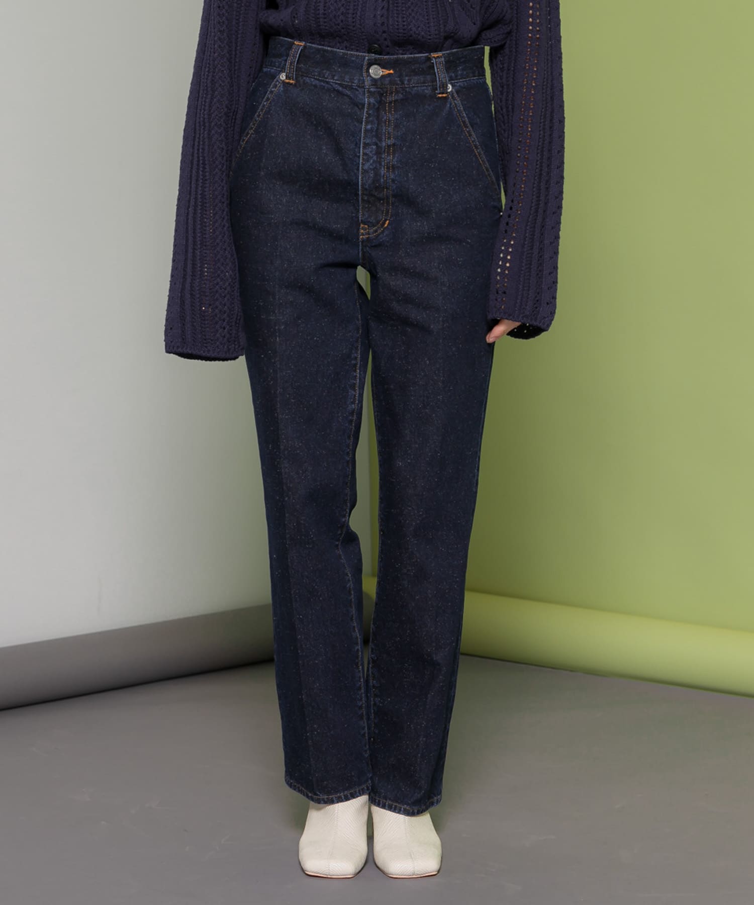 センタープレスストレートデニム NAVY 38