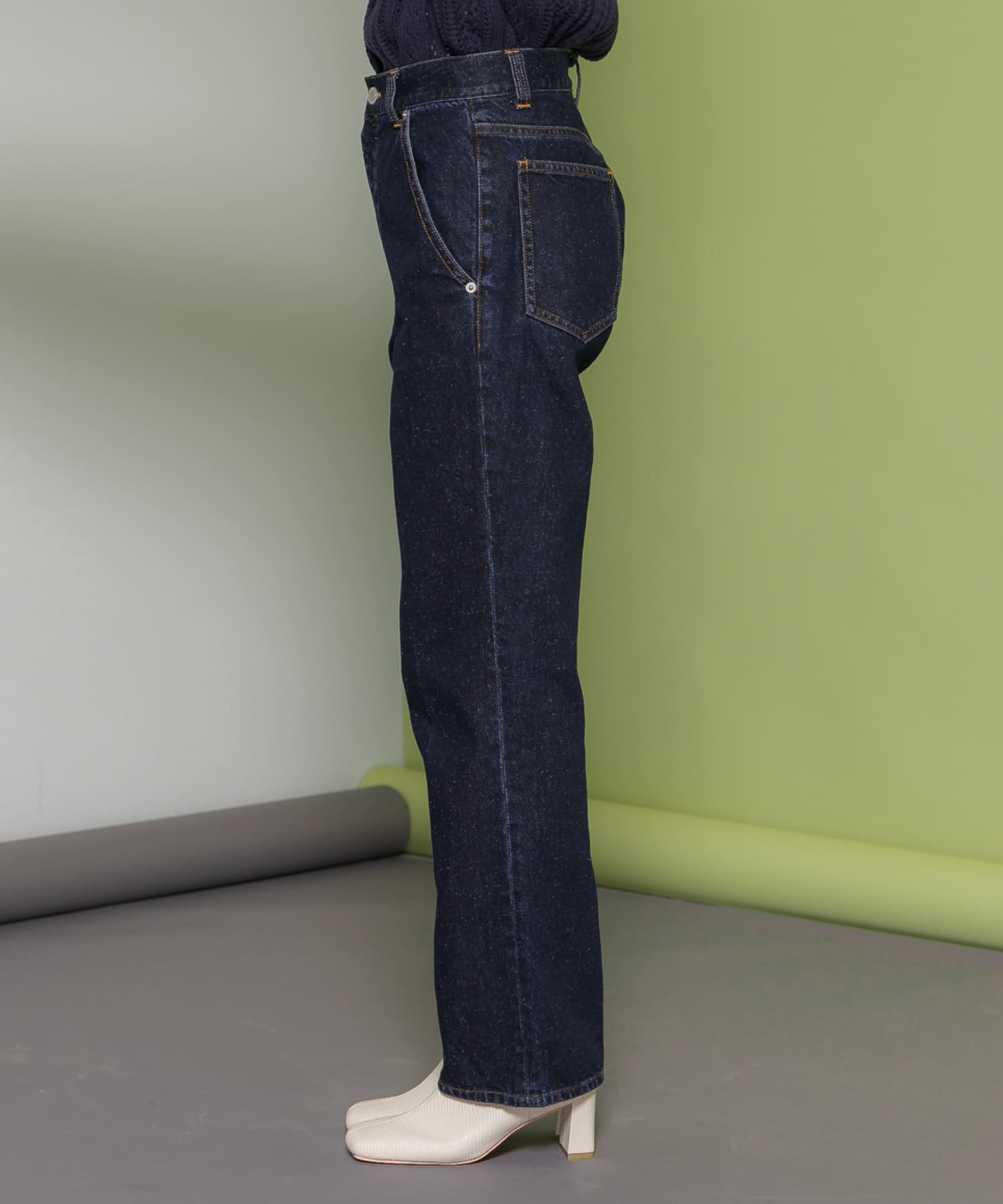 センタープレスストレートデニム NAVY 38