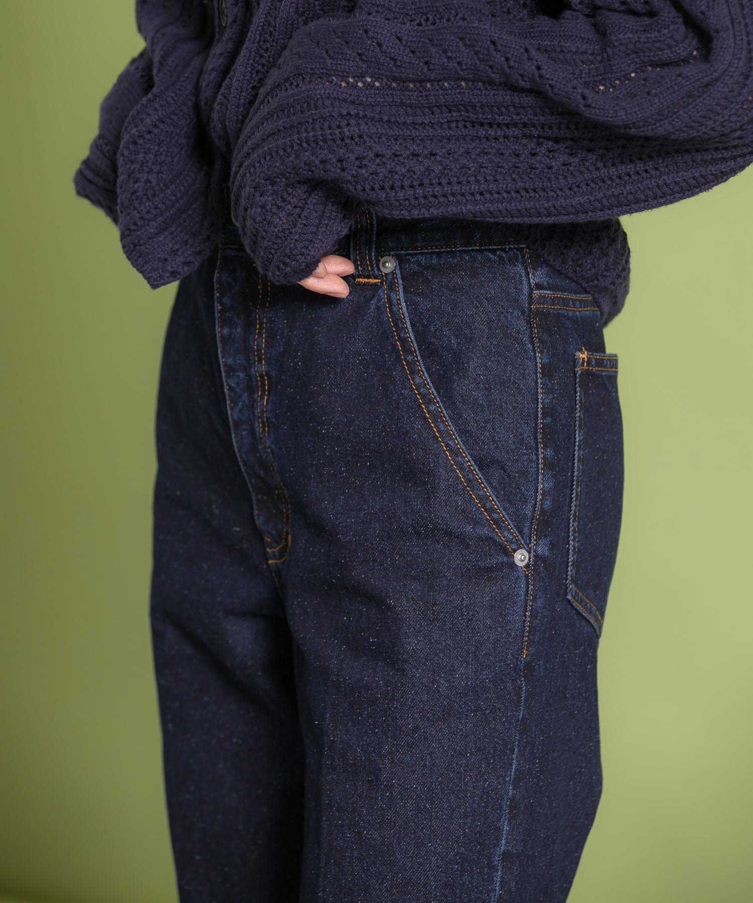 センタープレスストレートデニム NAVY 36