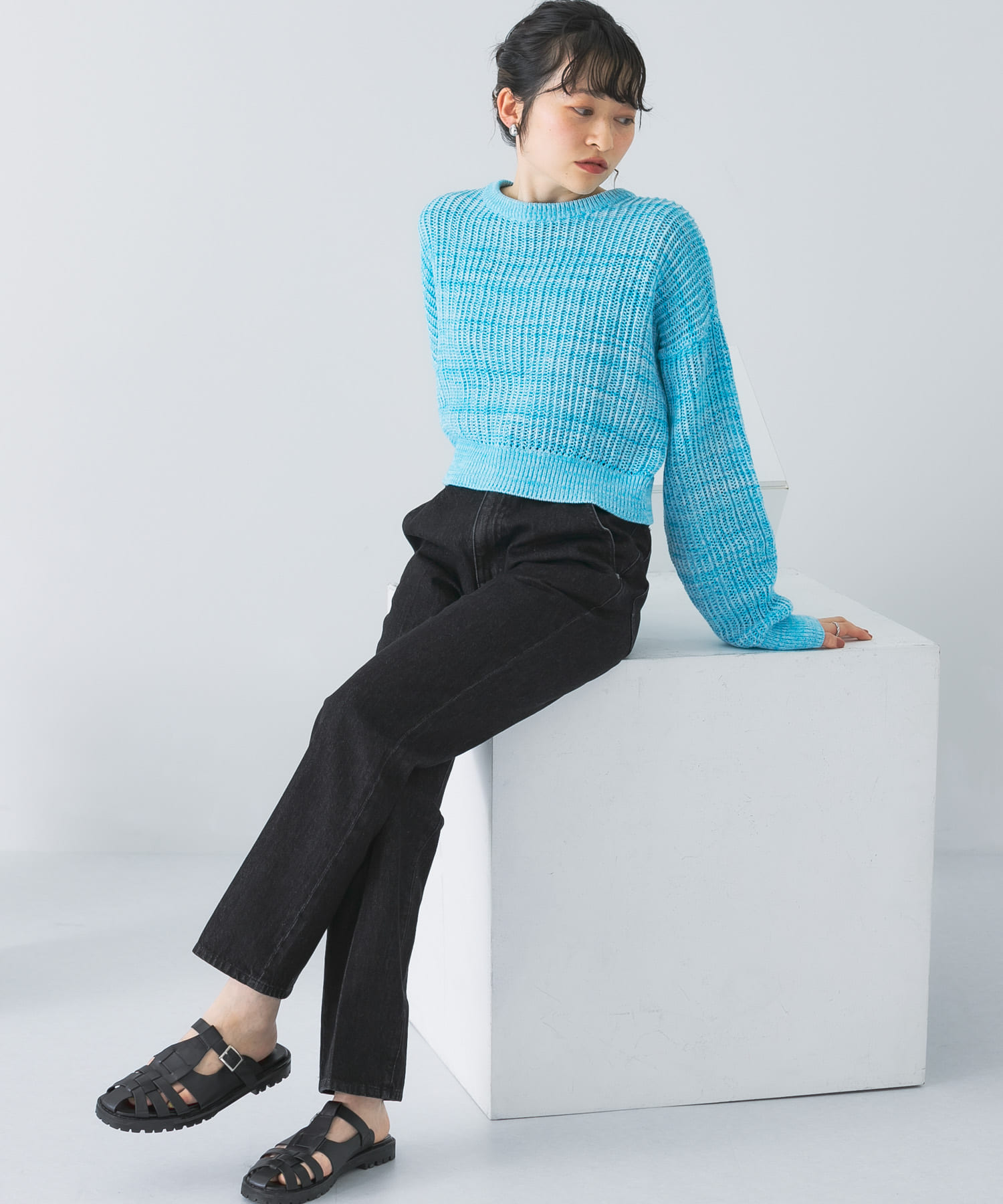 センタープレスストレートデニム BLACK 36