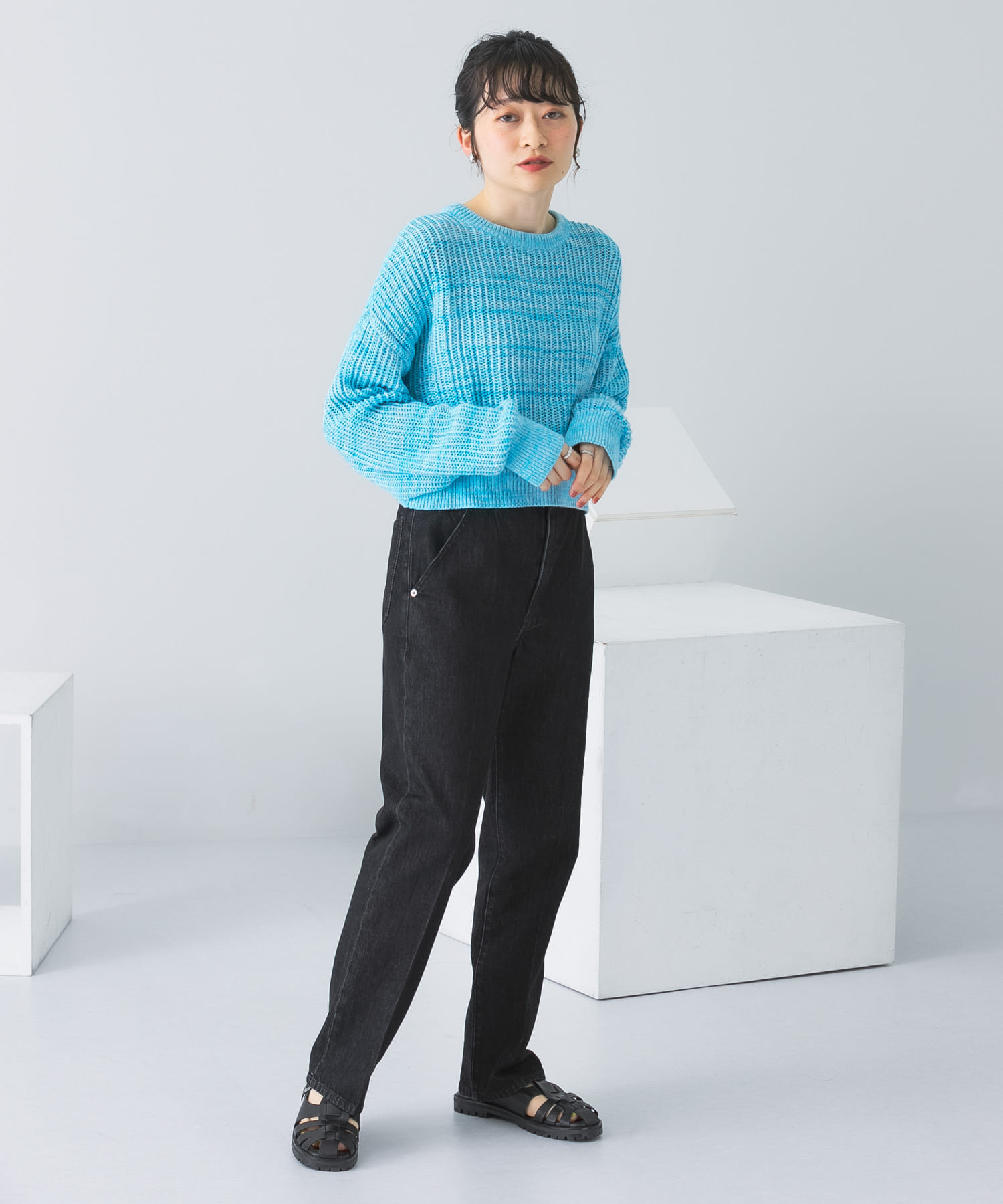 センタープレスストレートデニム BLACK 36