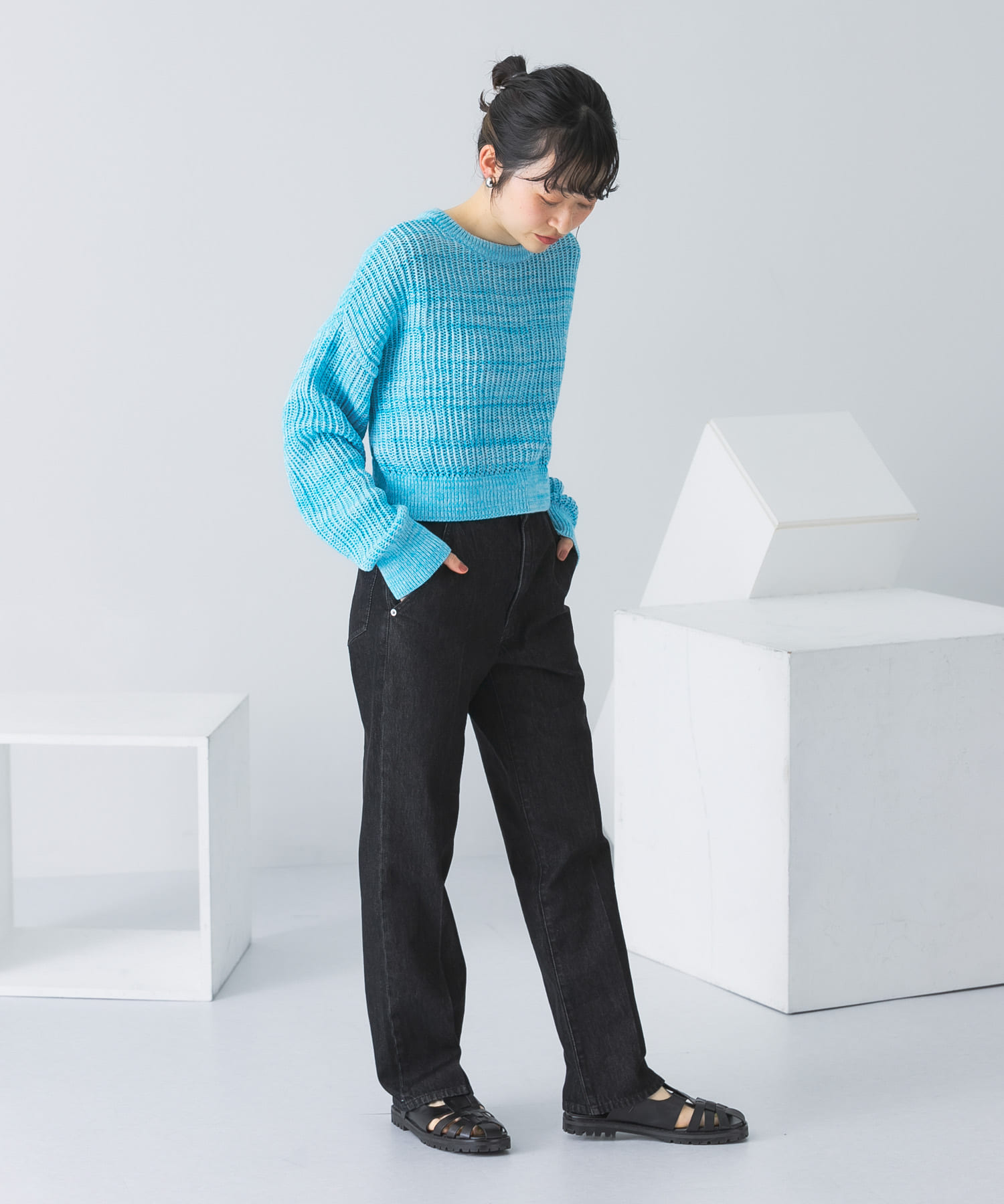 センタープレスストレートデニム BLACK 36