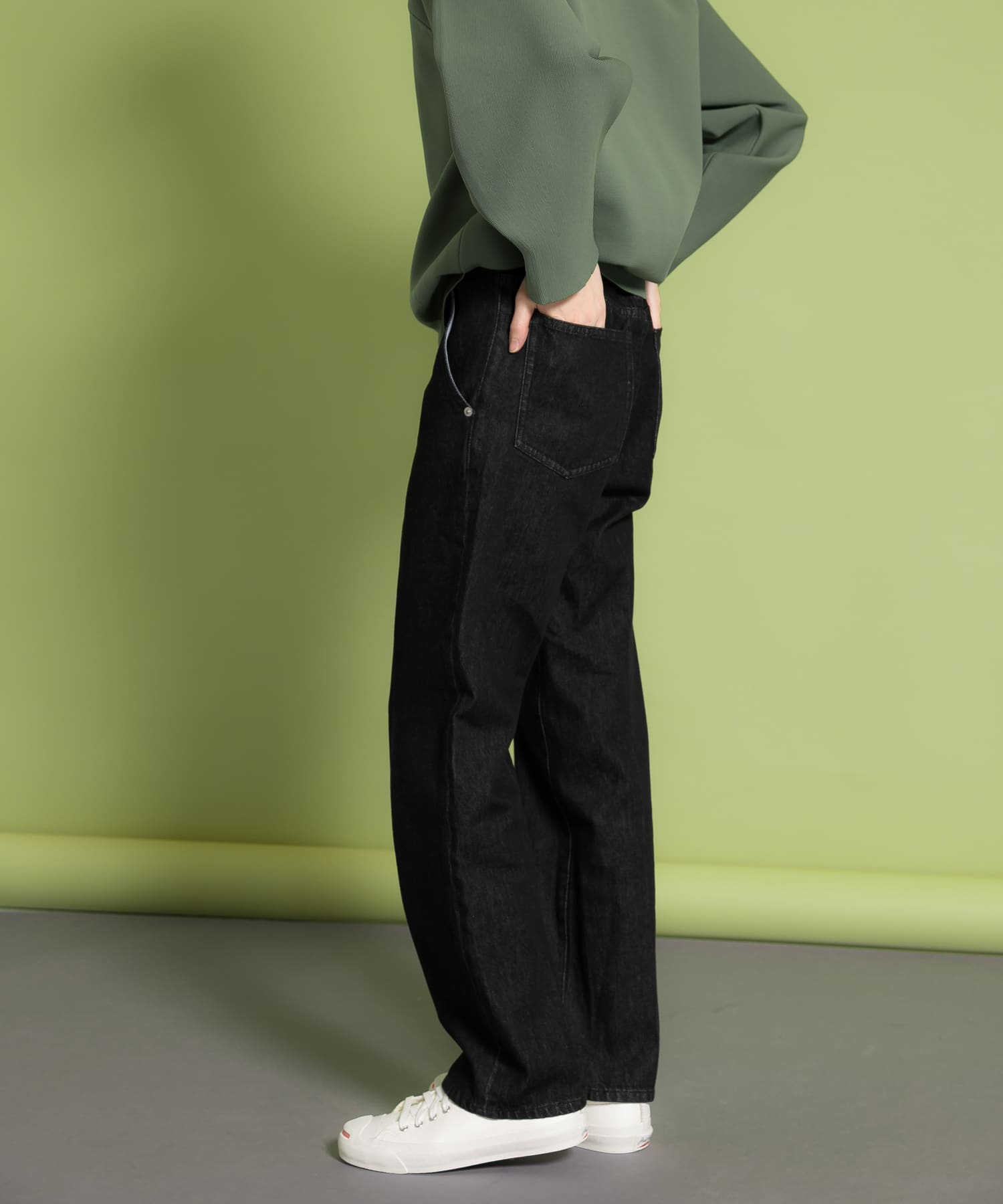 センタープレスストレートデニム BLACK 38