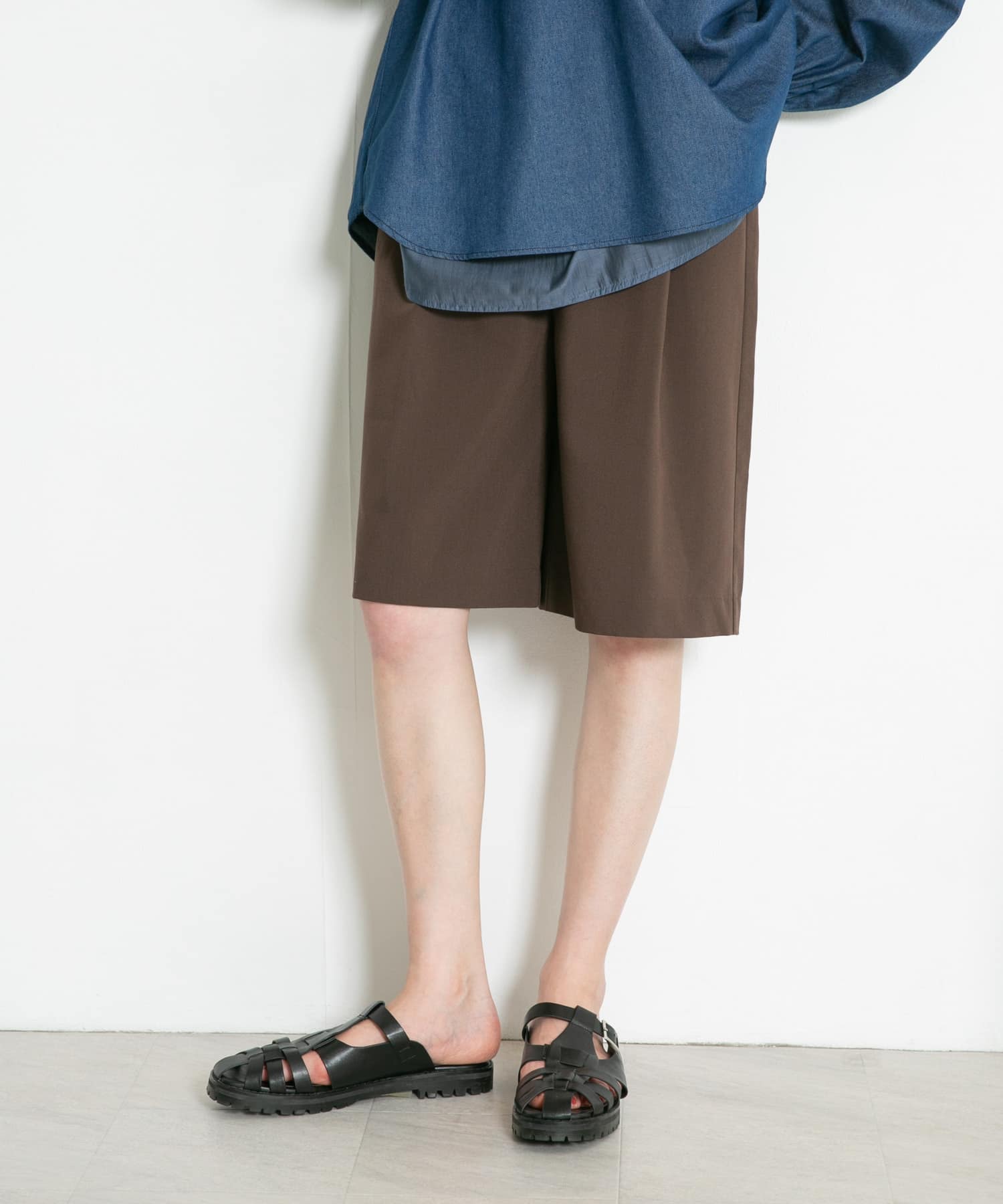 サイドベルトハーフパンツ D.BROWN one