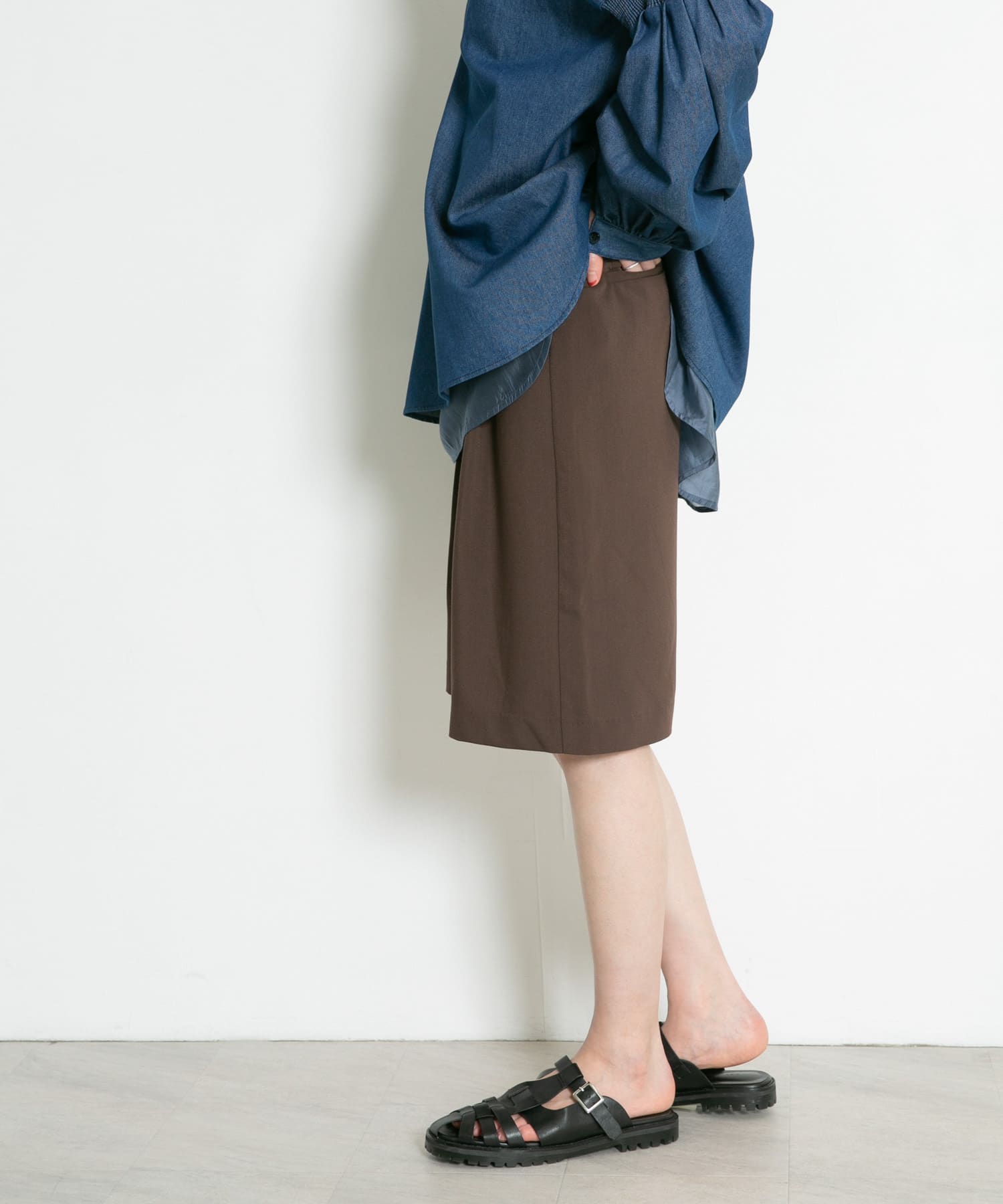 サイドベルトハーフパンツ D.BROWN one