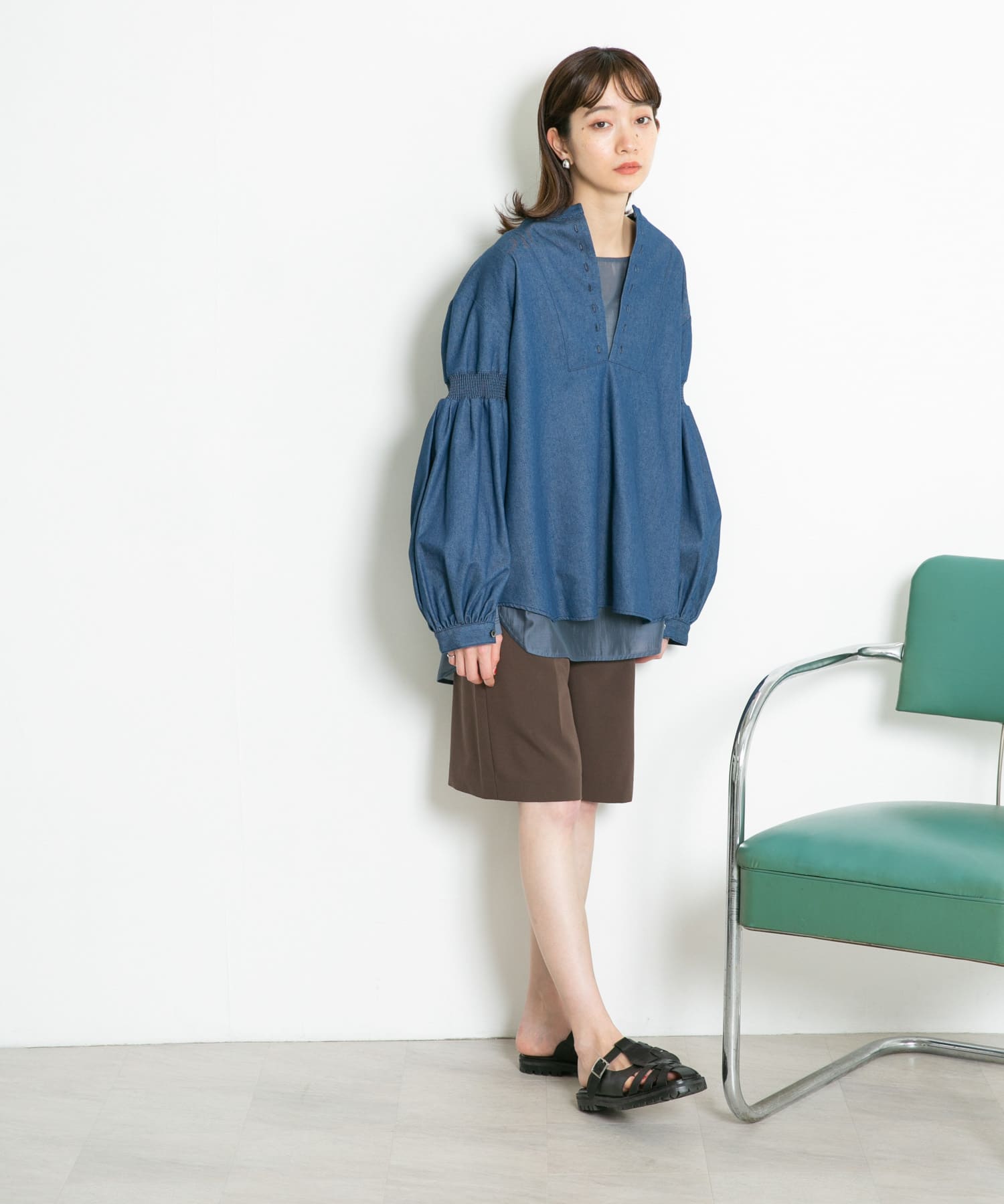 サイドベルトハーフパンツ D.BROWN one