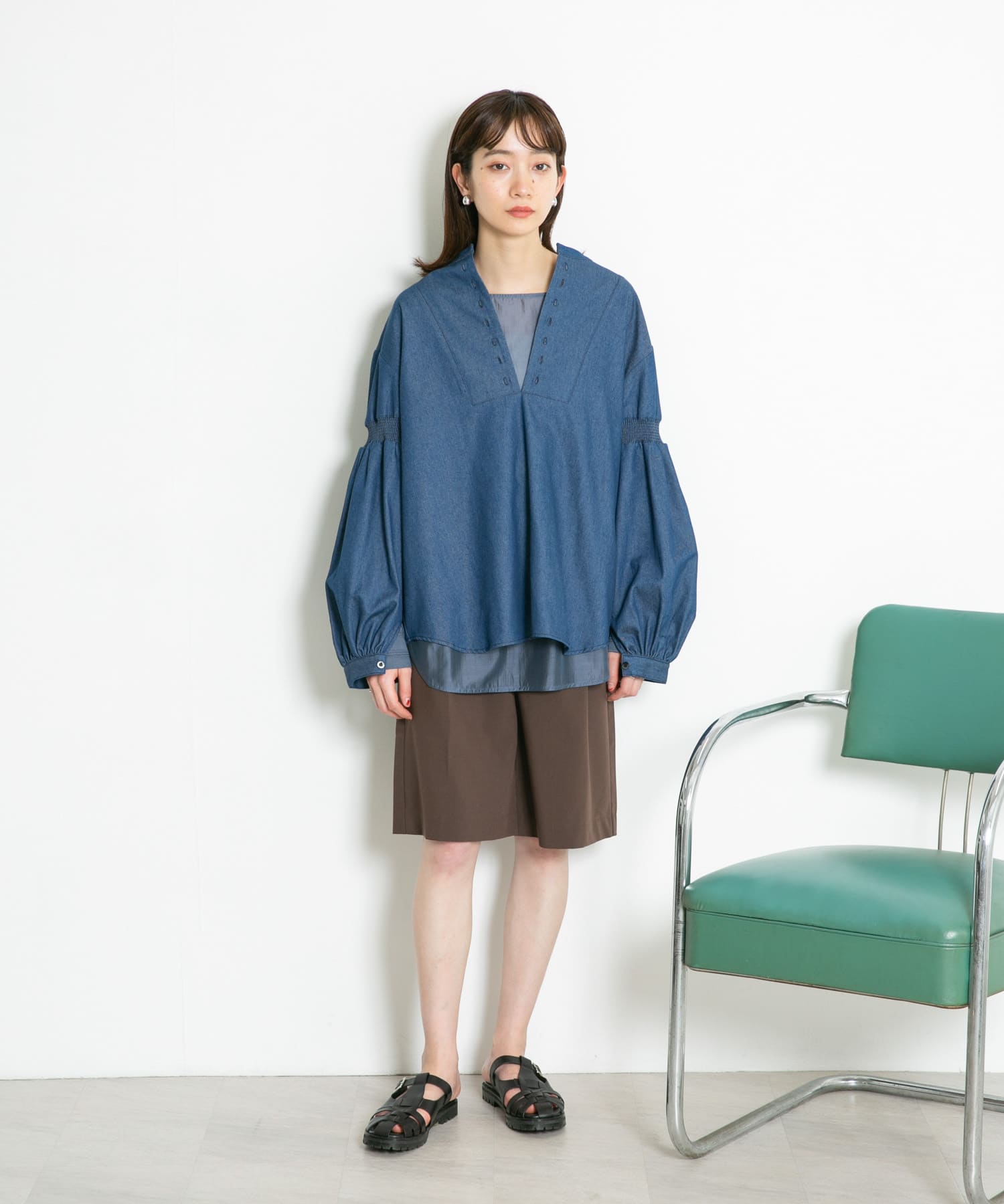 サイドベルトハーフパンツ D.BROWN one