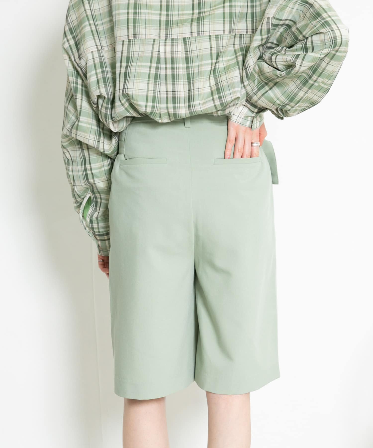 サイドベルトハーフパンツ MOSS GREEN one