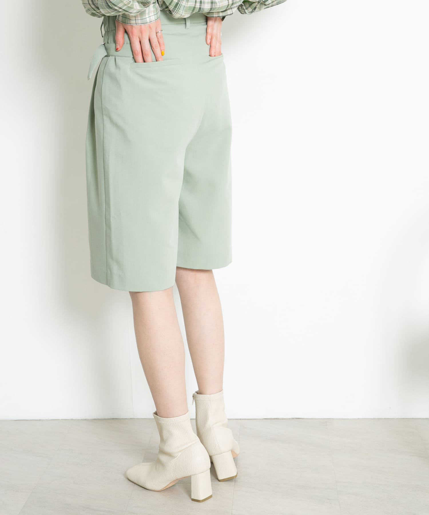 サイドベルトハーフパンツ MOSS GREEN one