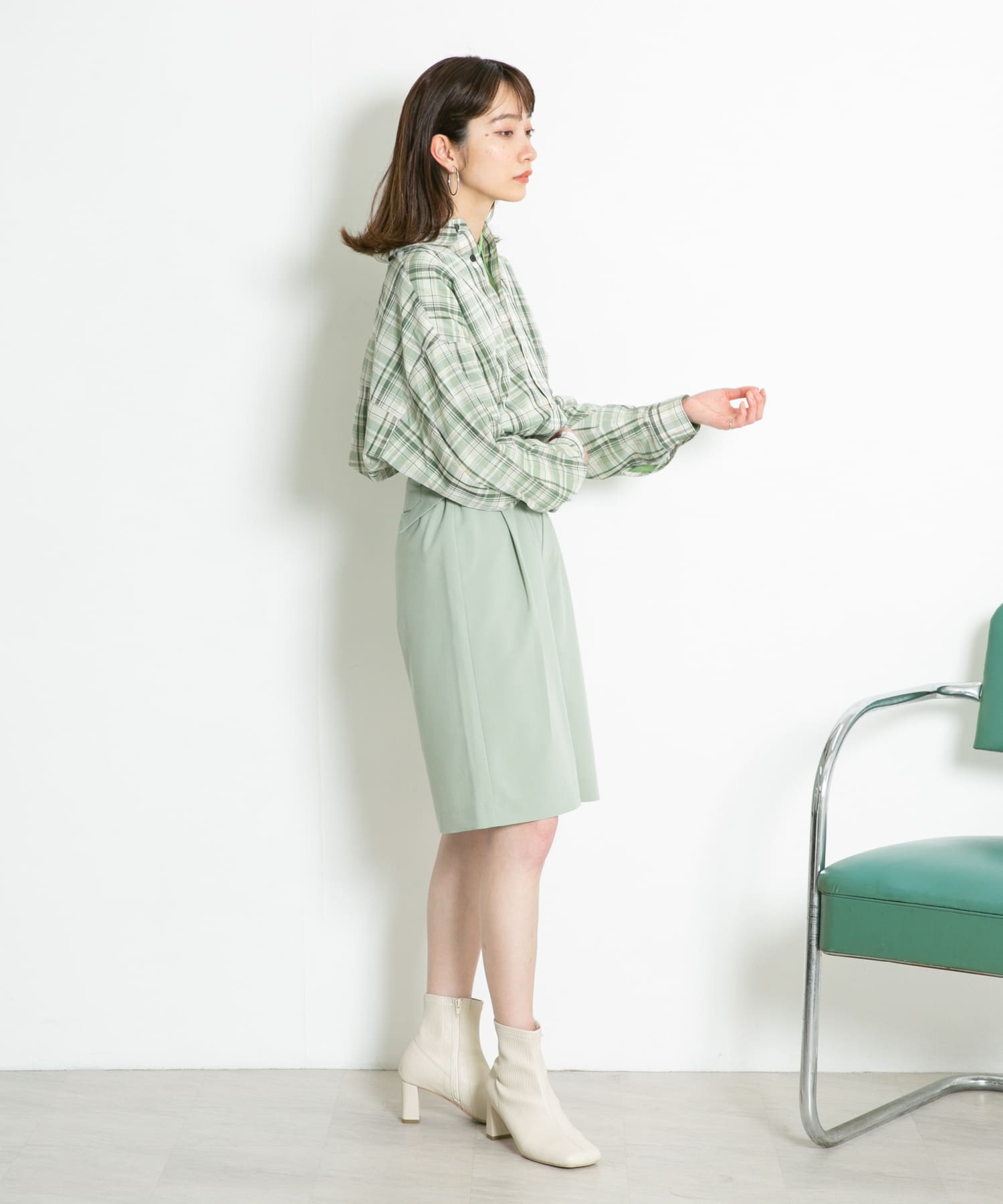 サイドベルトハーフパンツ MOSS GREEN one