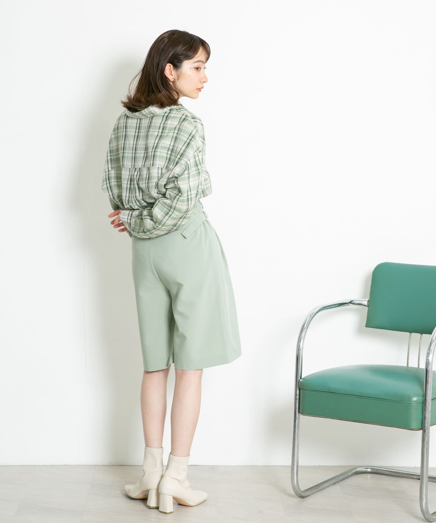 サイドベルトハーフパンツ MOSS GREEN one