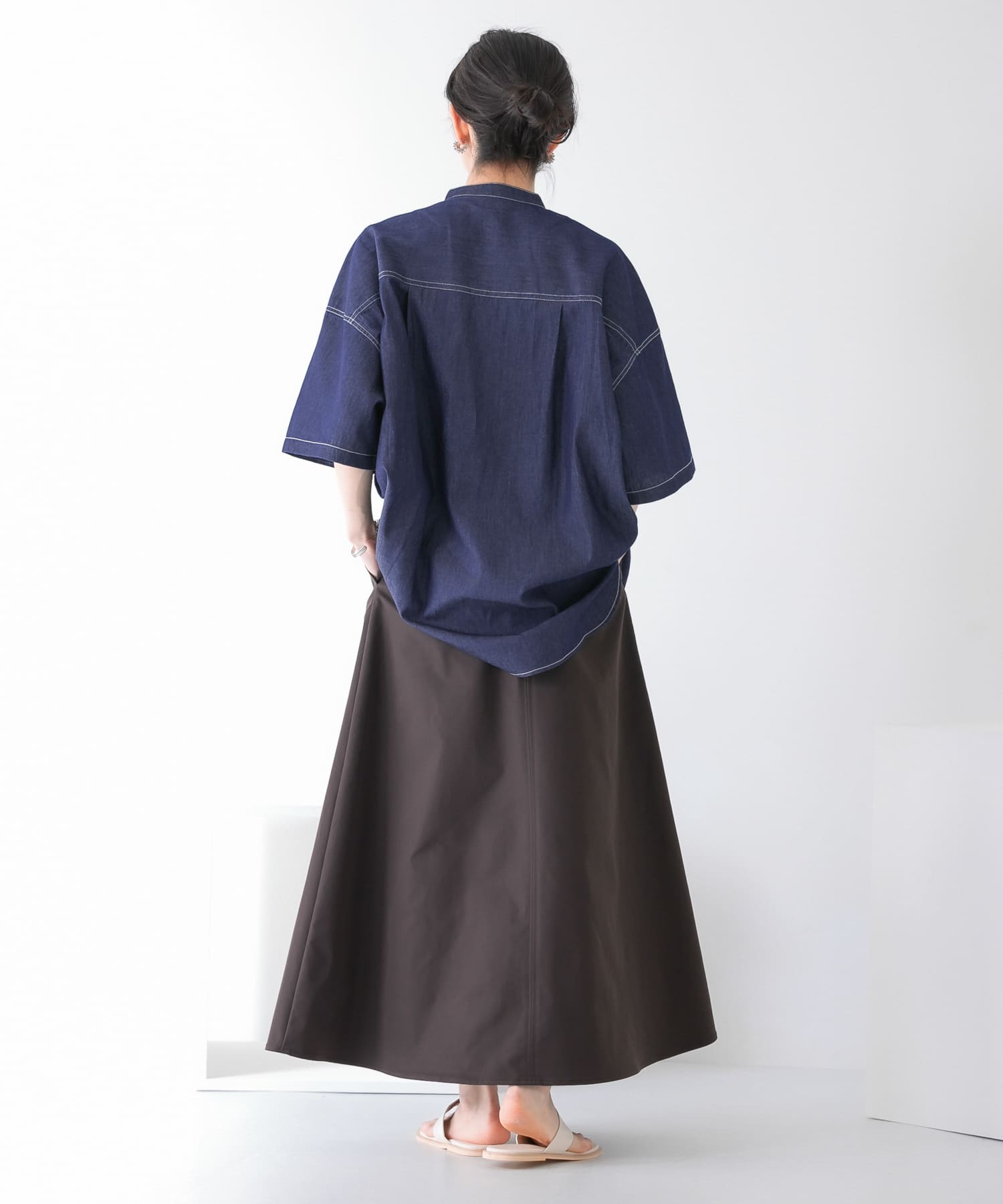 ツイルフレアロングスカート D.CHARCOAL one