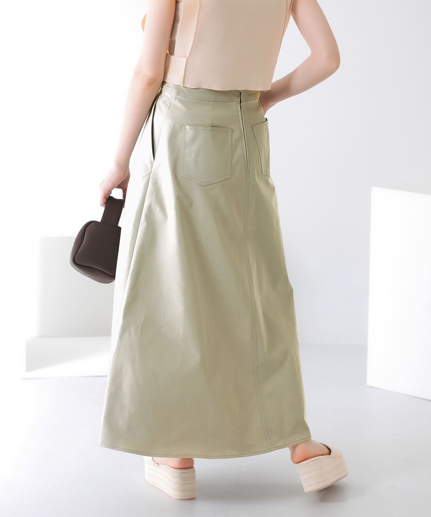 ツイルフレアロングスカート L.KHAKI one