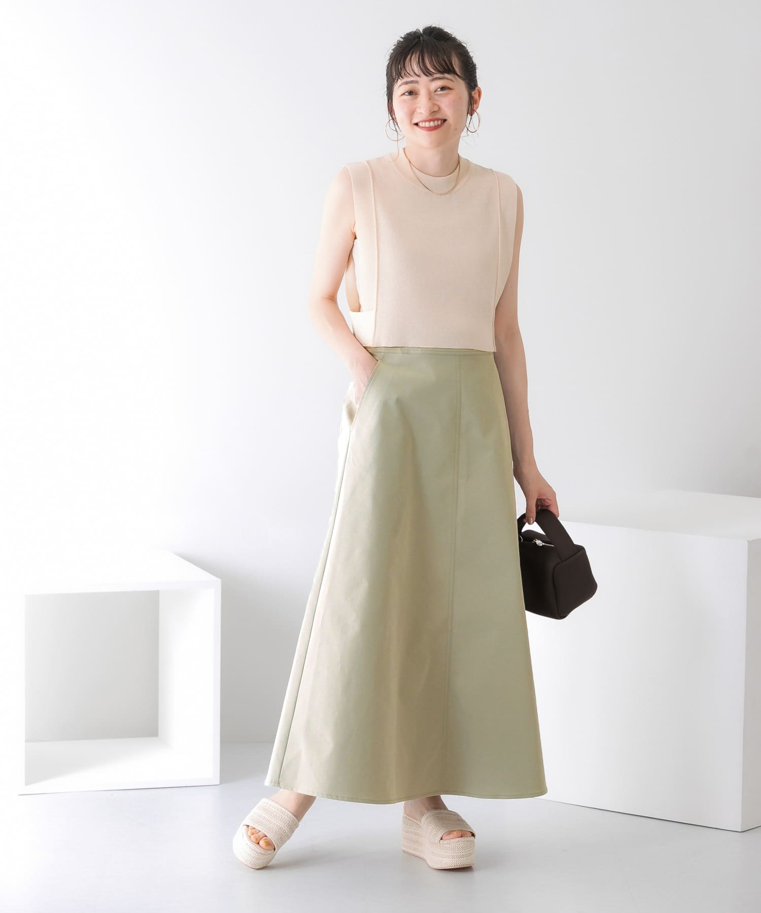 ツイルフレアロングスカート L.KHAKI one