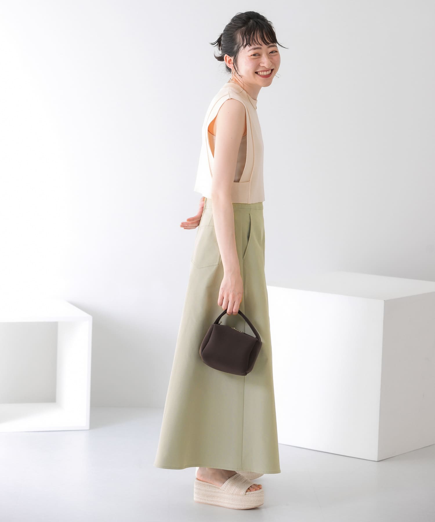 ツイルフレアロングスカート L.KHAKI one