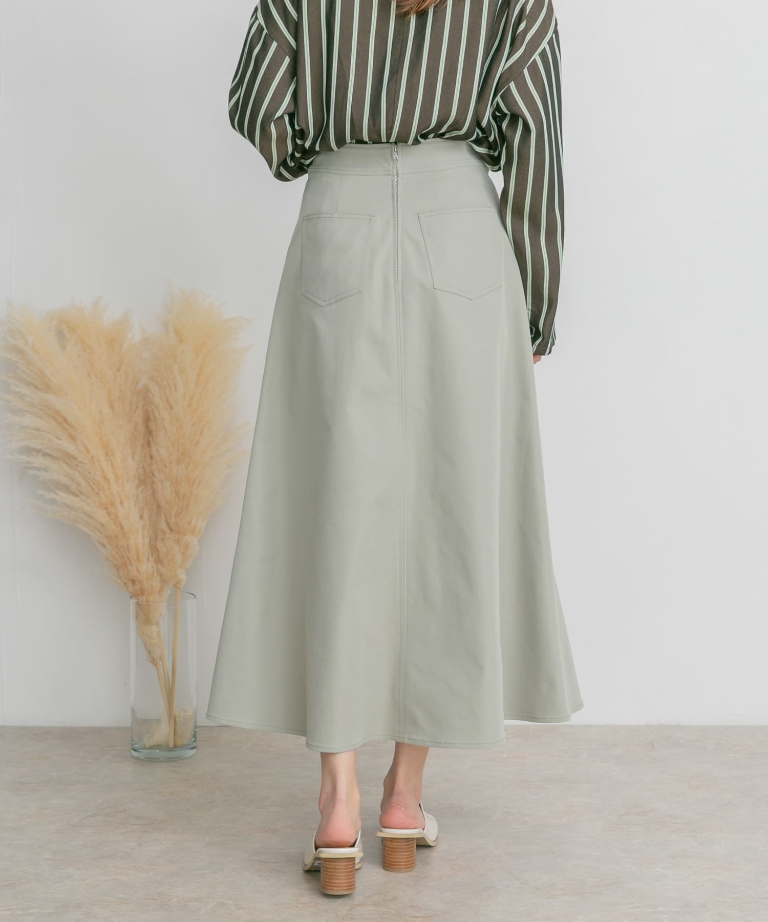ツイルフレアロングスカート L.KHAKI one