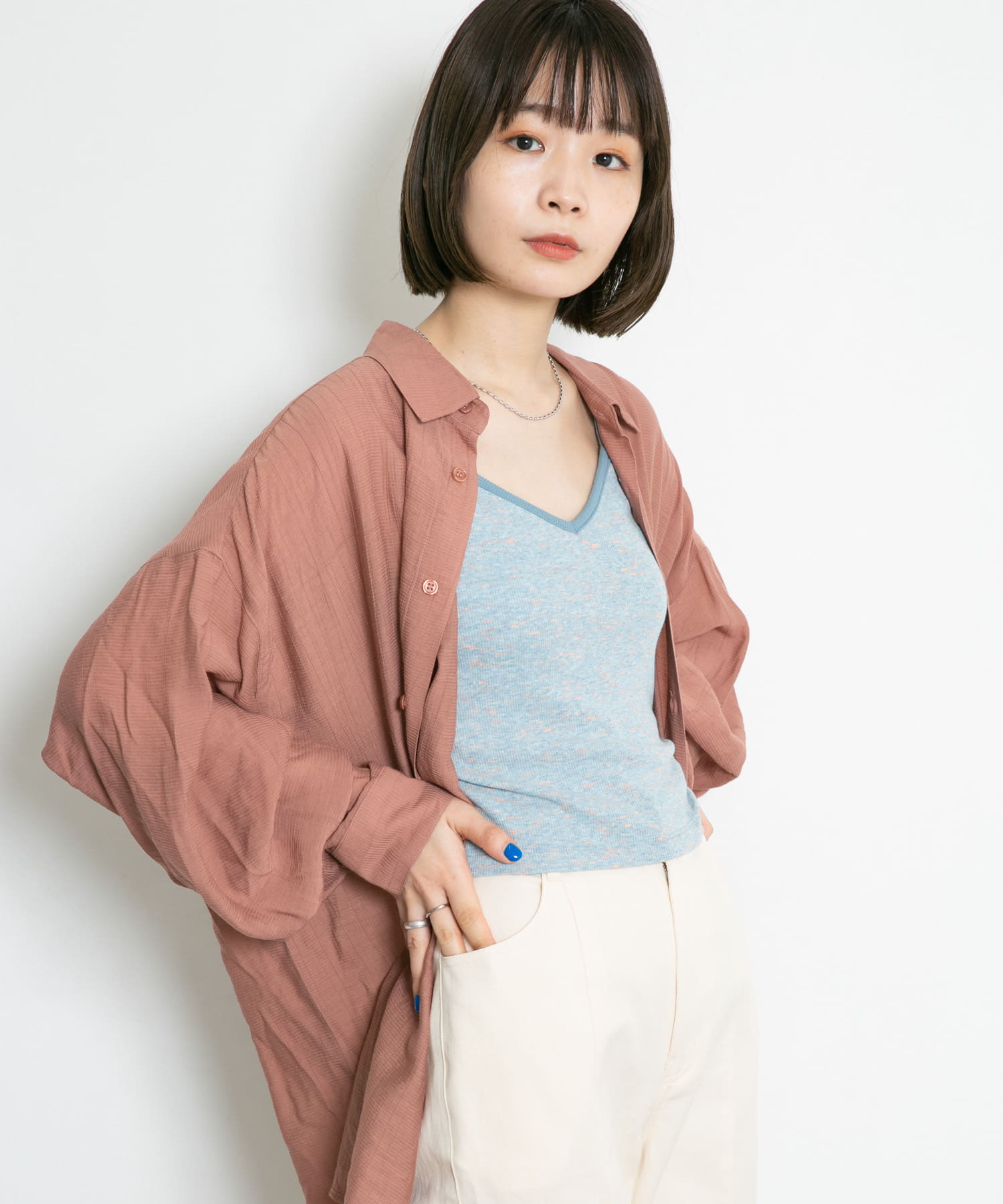 メランジクロップドキャミソール BLUE 36