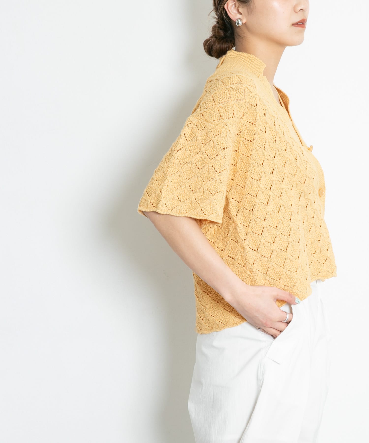 ガーター編みホルターニット YELLOW BEG one