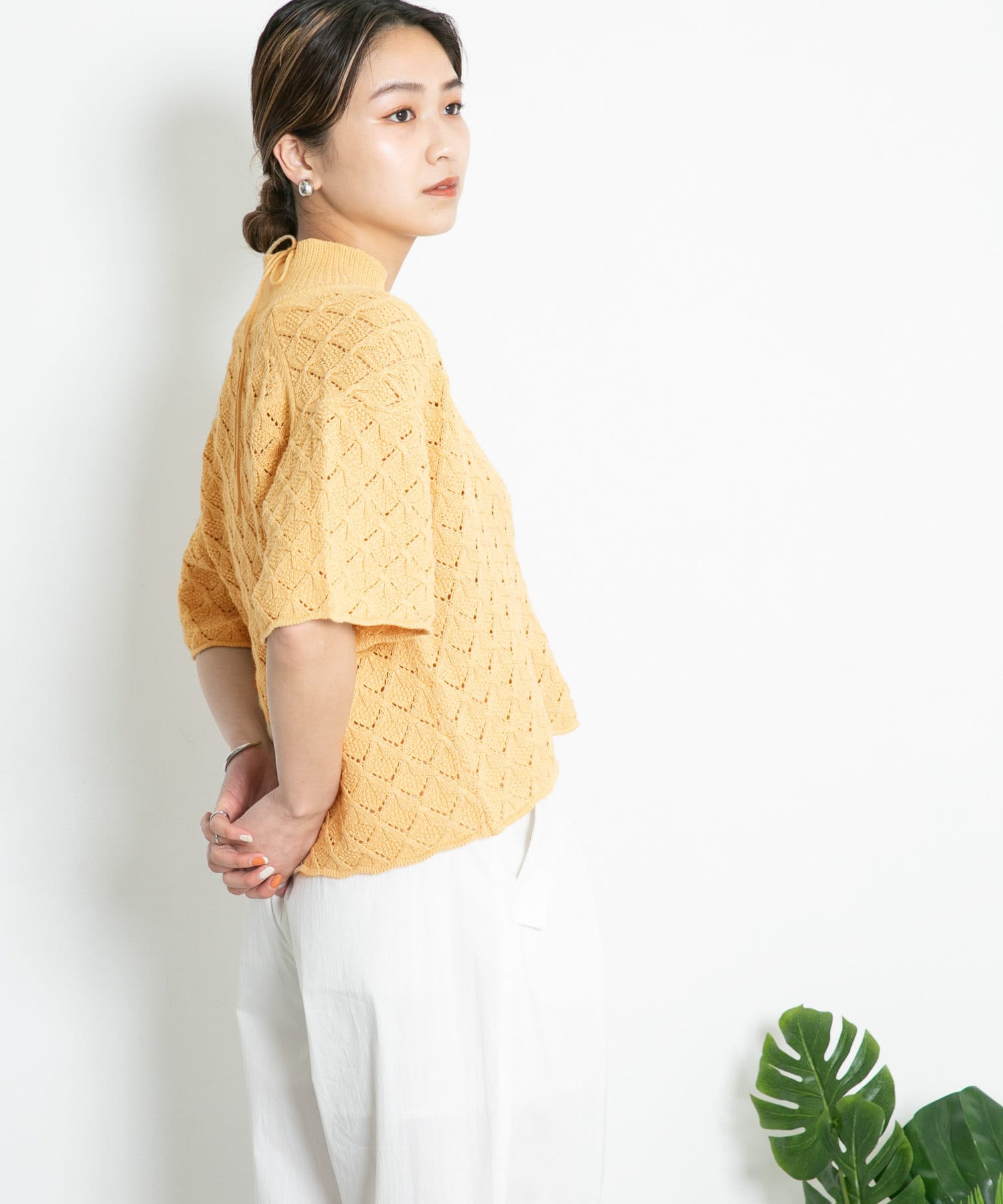 ガーター編みホルターニット YELLOW BEG one