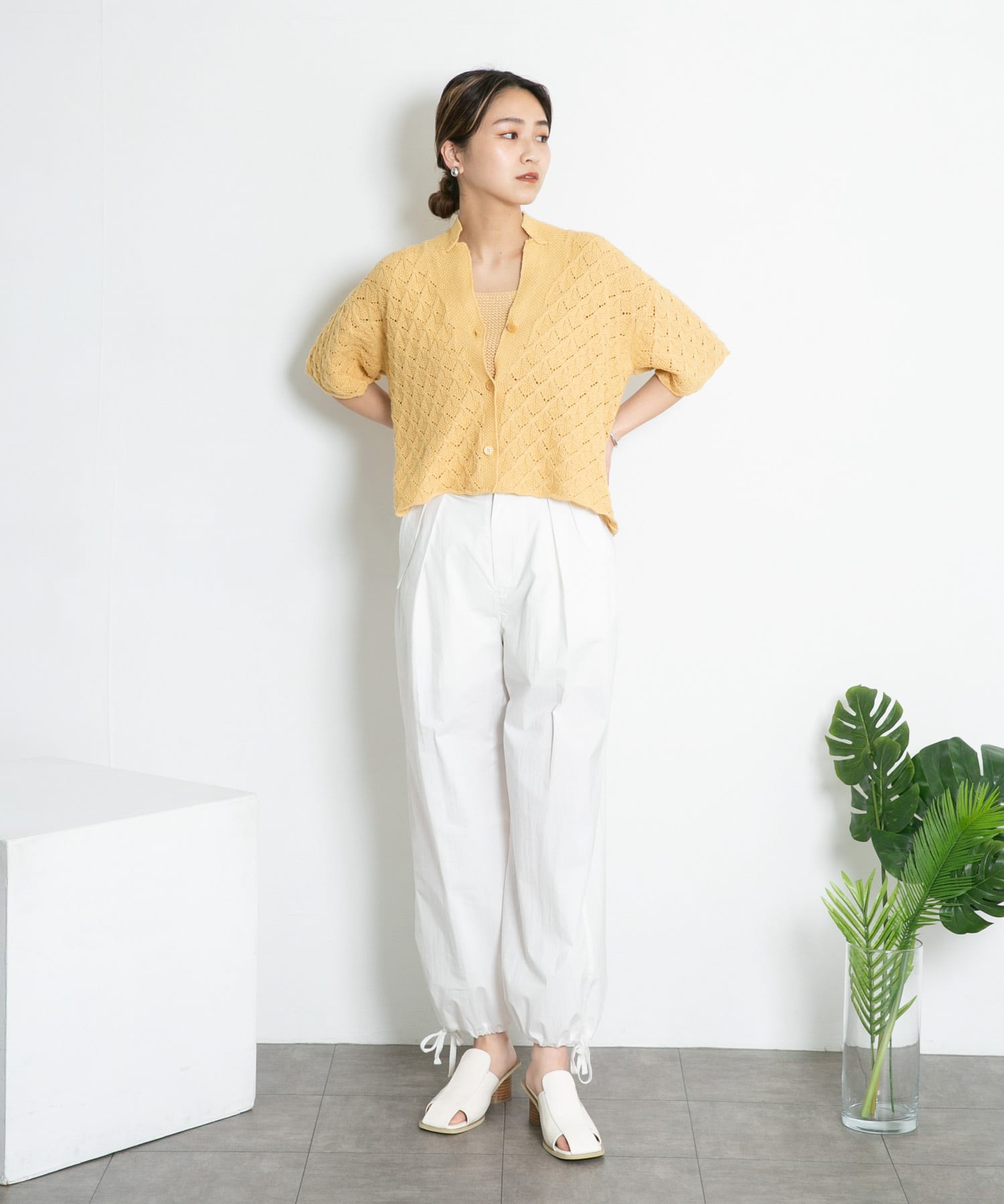 ガーター編みホルターニット YELLOW BEG one