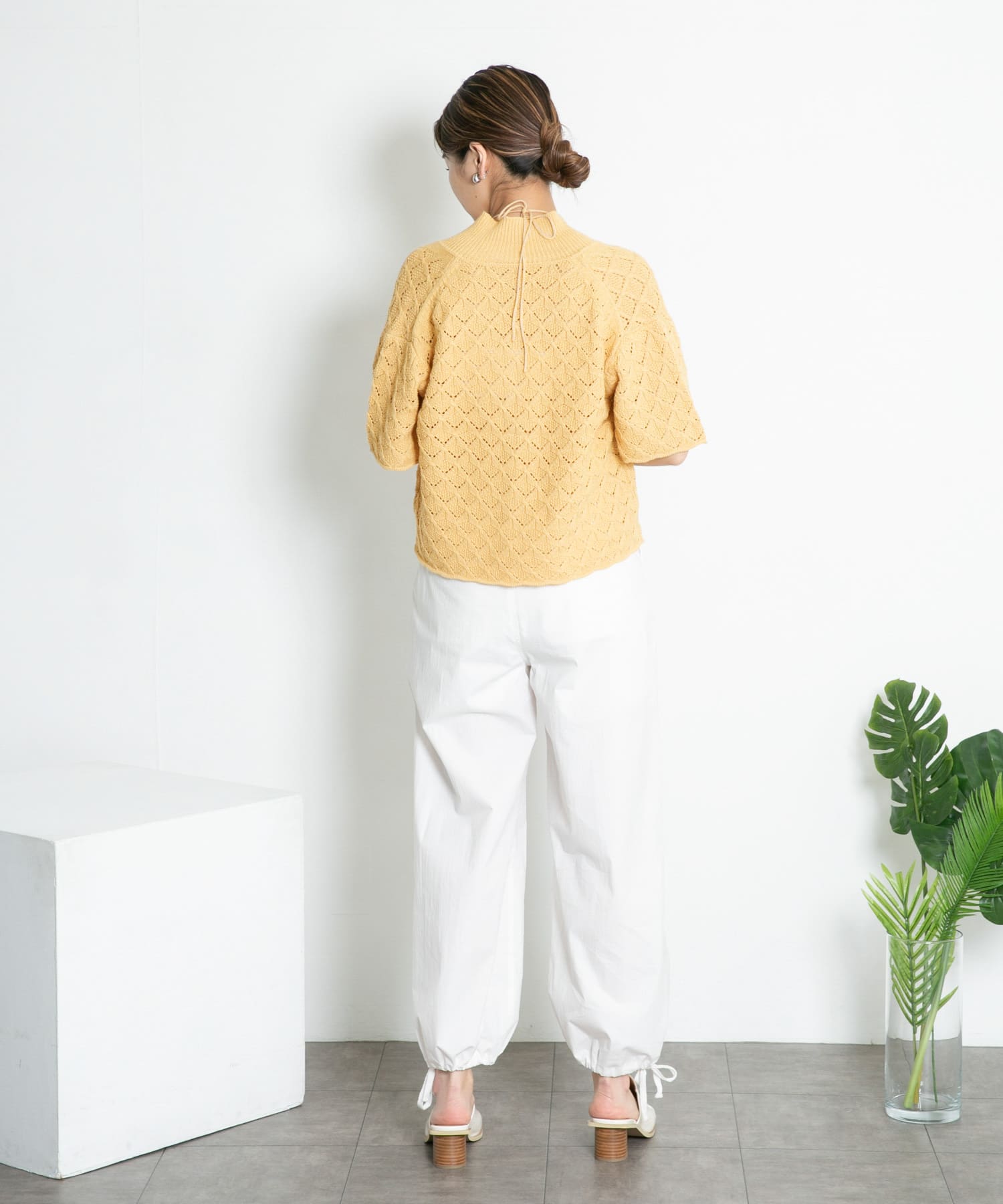 ガーター編みホルターニット YELLOW BEG one