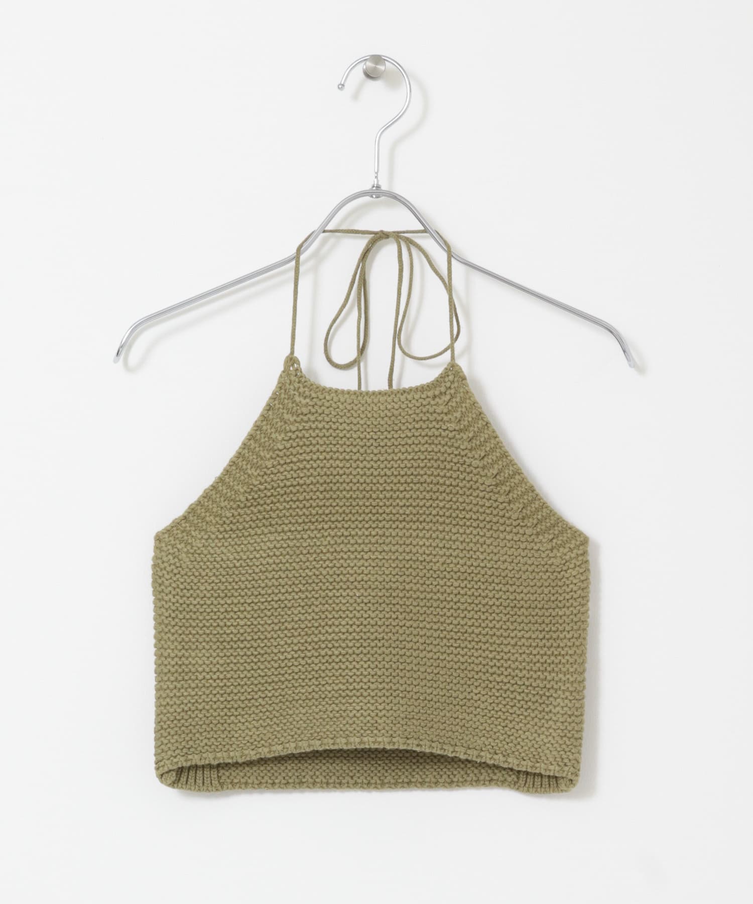 ガーター編みホルターニット KHAKI one