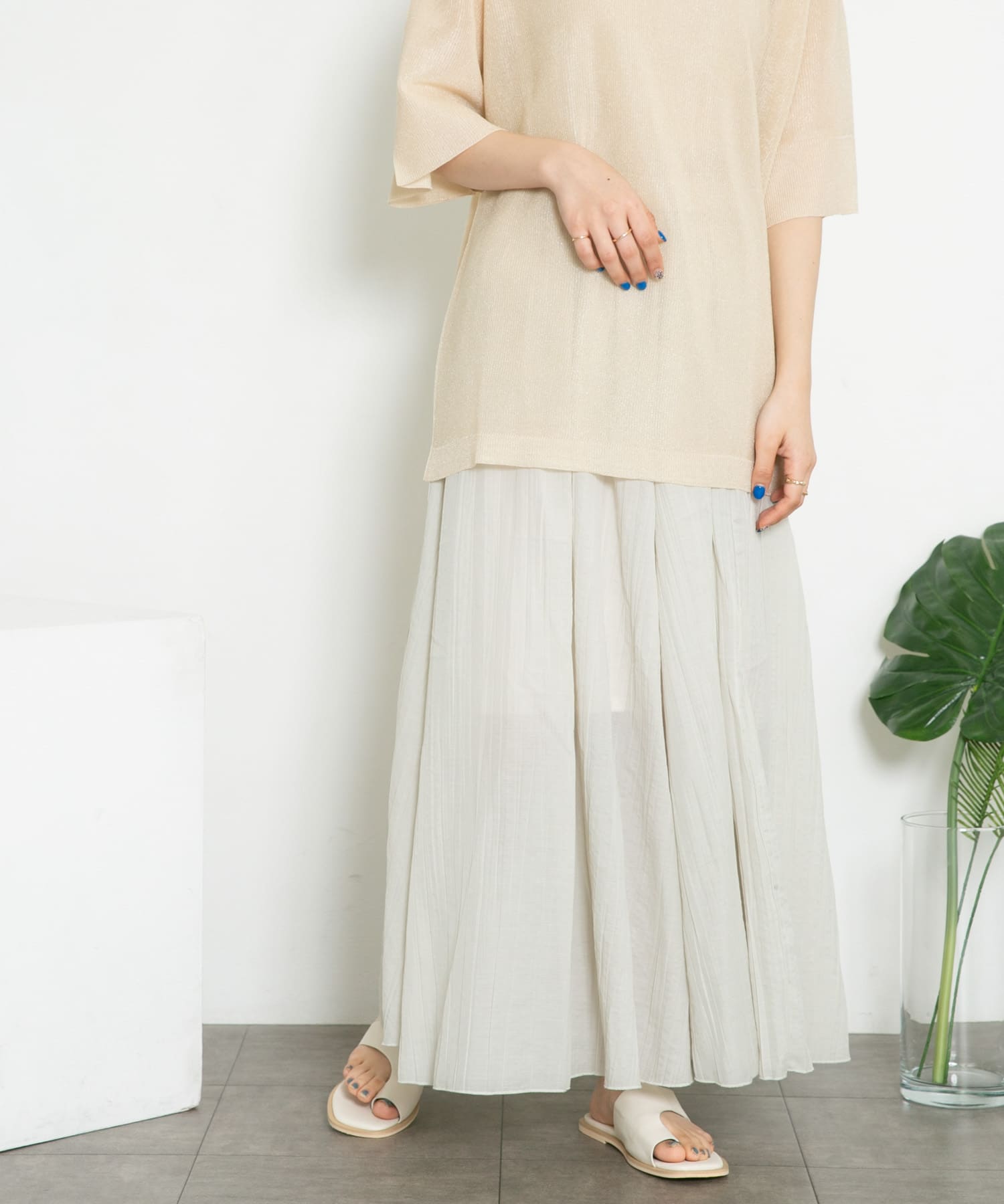 シアーボリュームフレアスカート