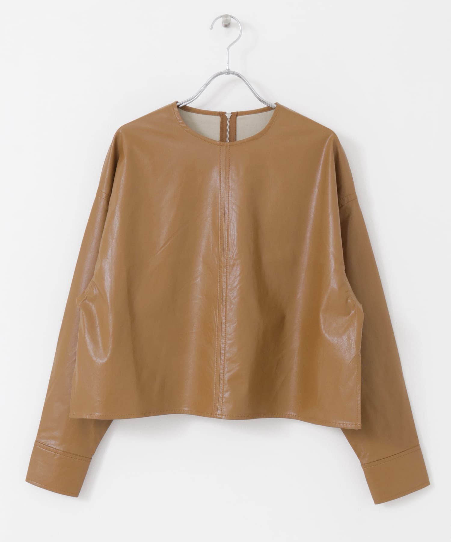 フェイクレザーブラウス BROWN one