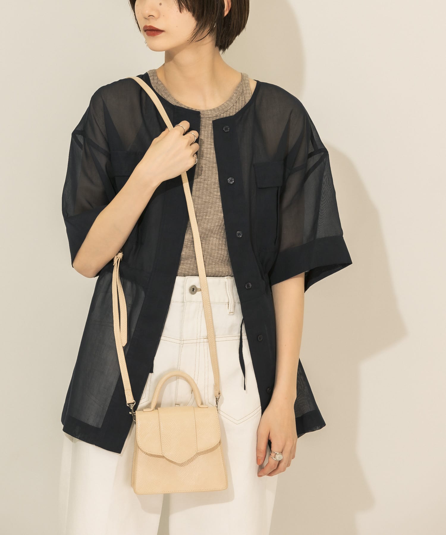 ワンハンドル2WAYミニBAG L.BEIGE one