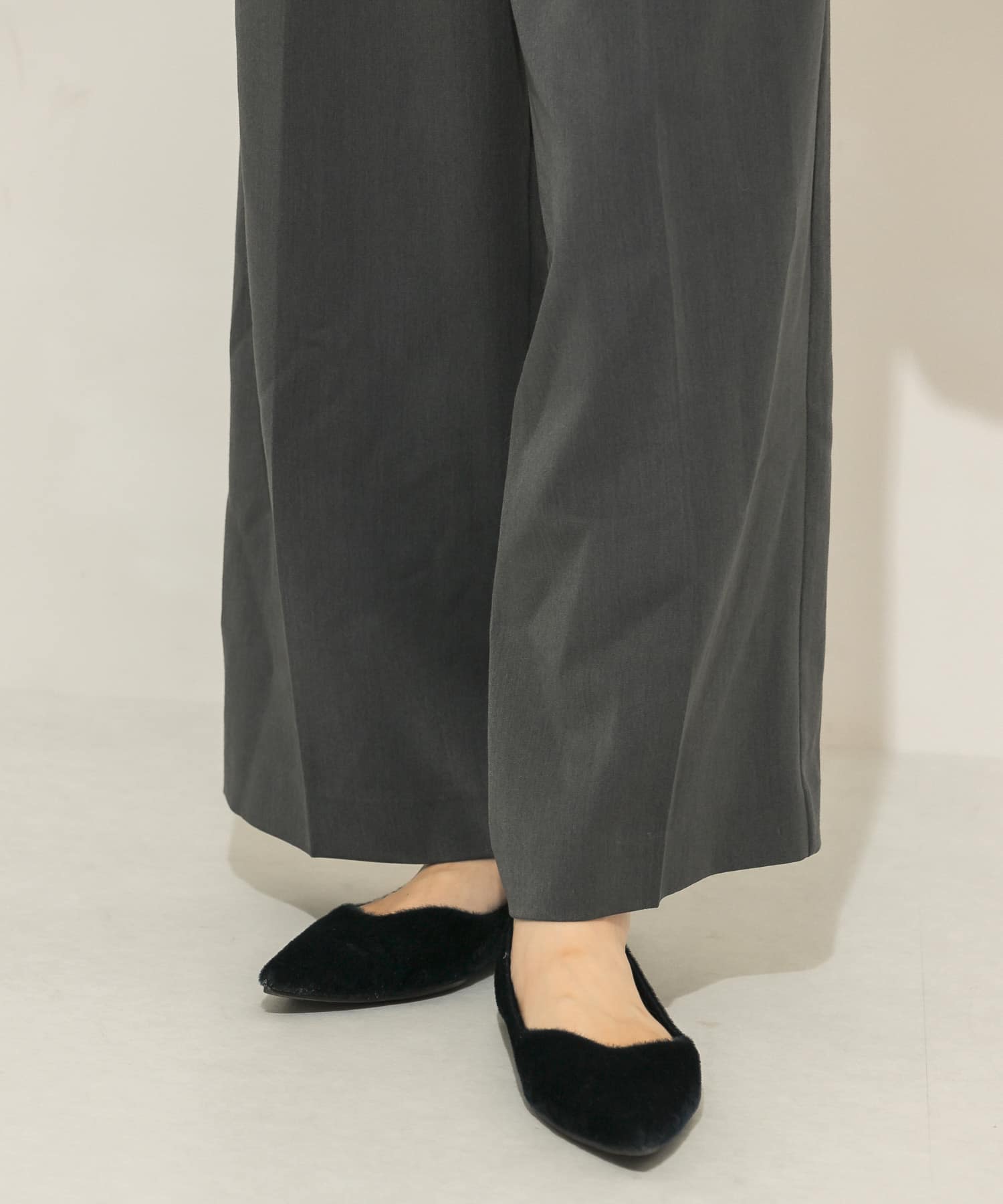 ポインテッドトゥフェイクファーパンプス NAVY 36