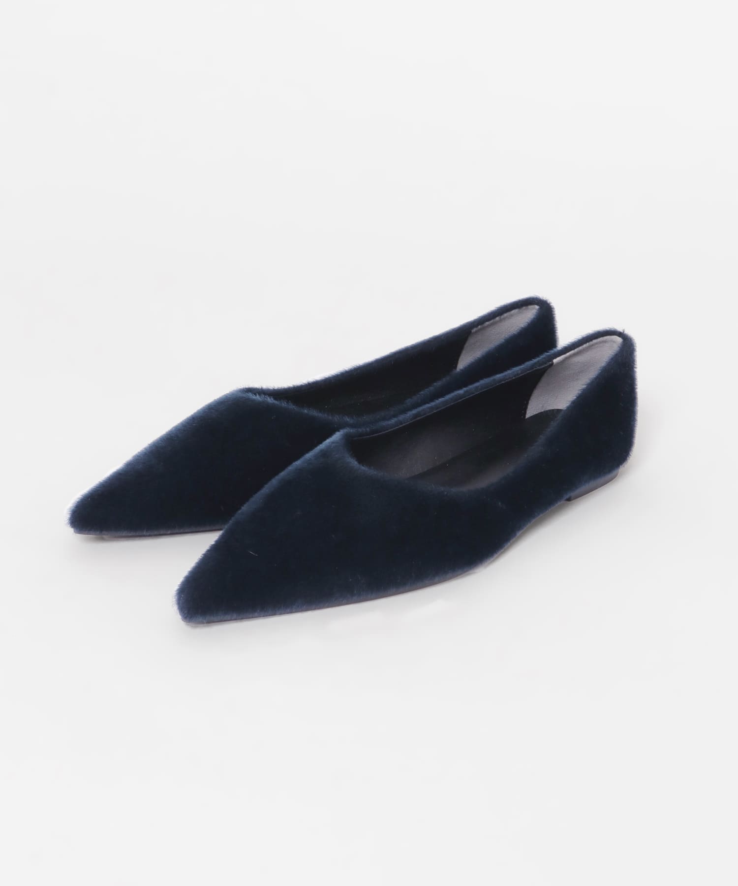 ポインテッドトゥフェイクファーパンプス NAVY 36