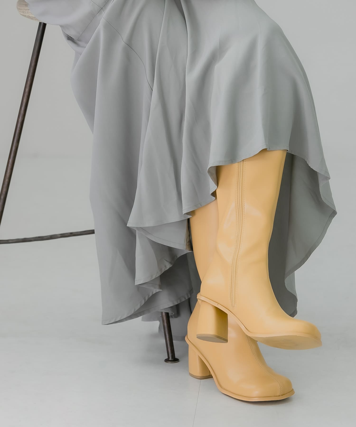 フェイクレザーロングブーツ BEIGE 36