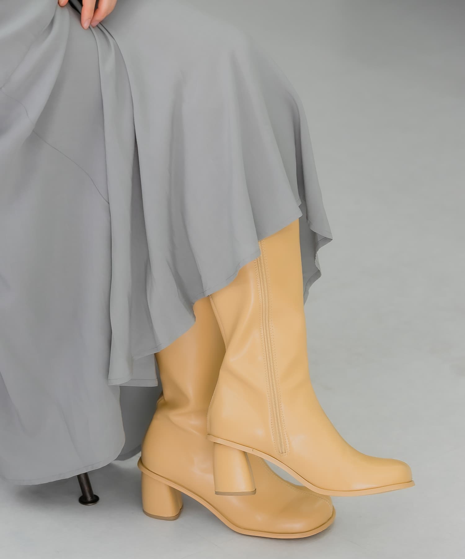 フェイクレザーロングブーツ BEIGE 36