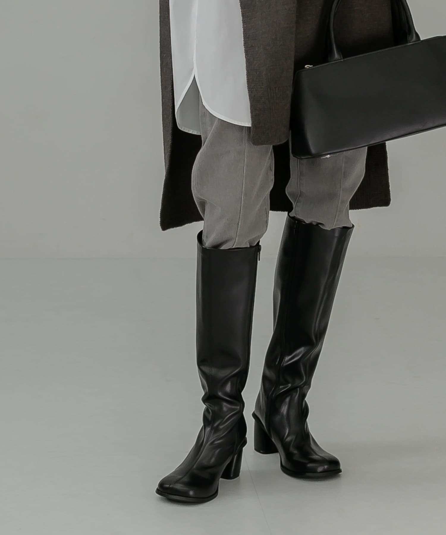フェイクレザーロングブーツ BLACK 36