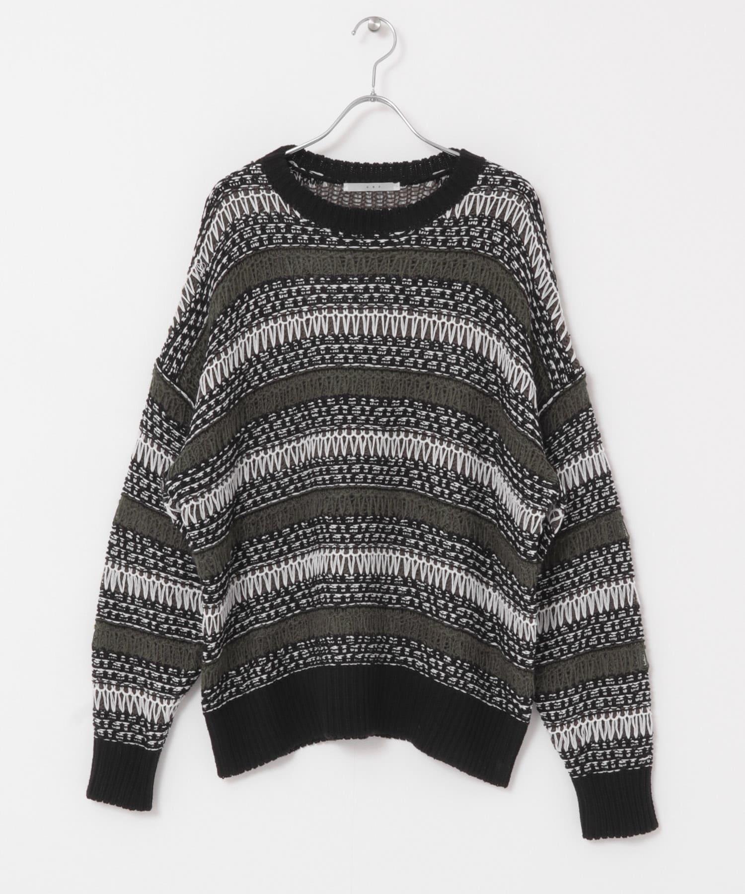 透かし編みルーズニット BLACK one