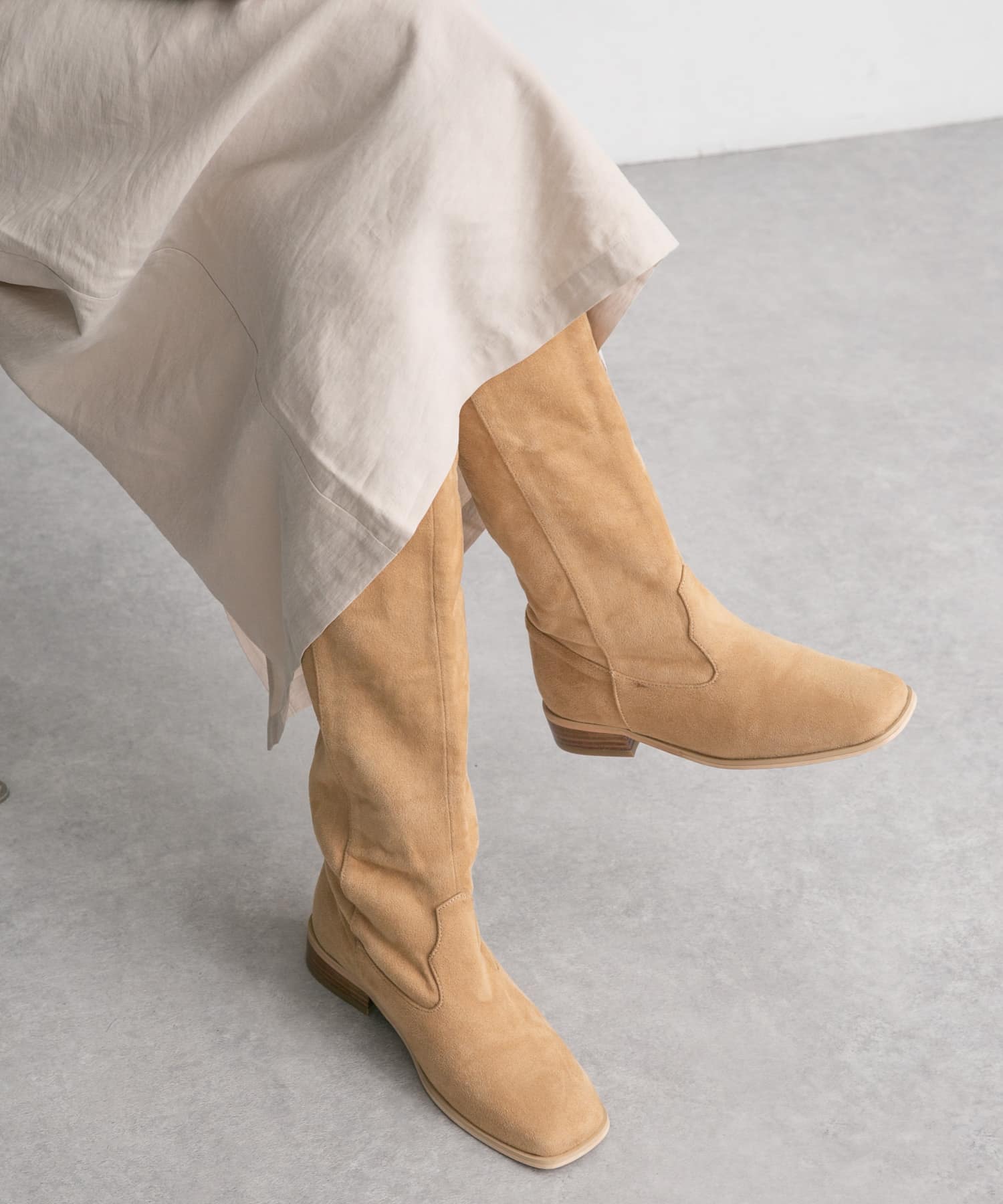 スエードロングブーツ BEIGE 37