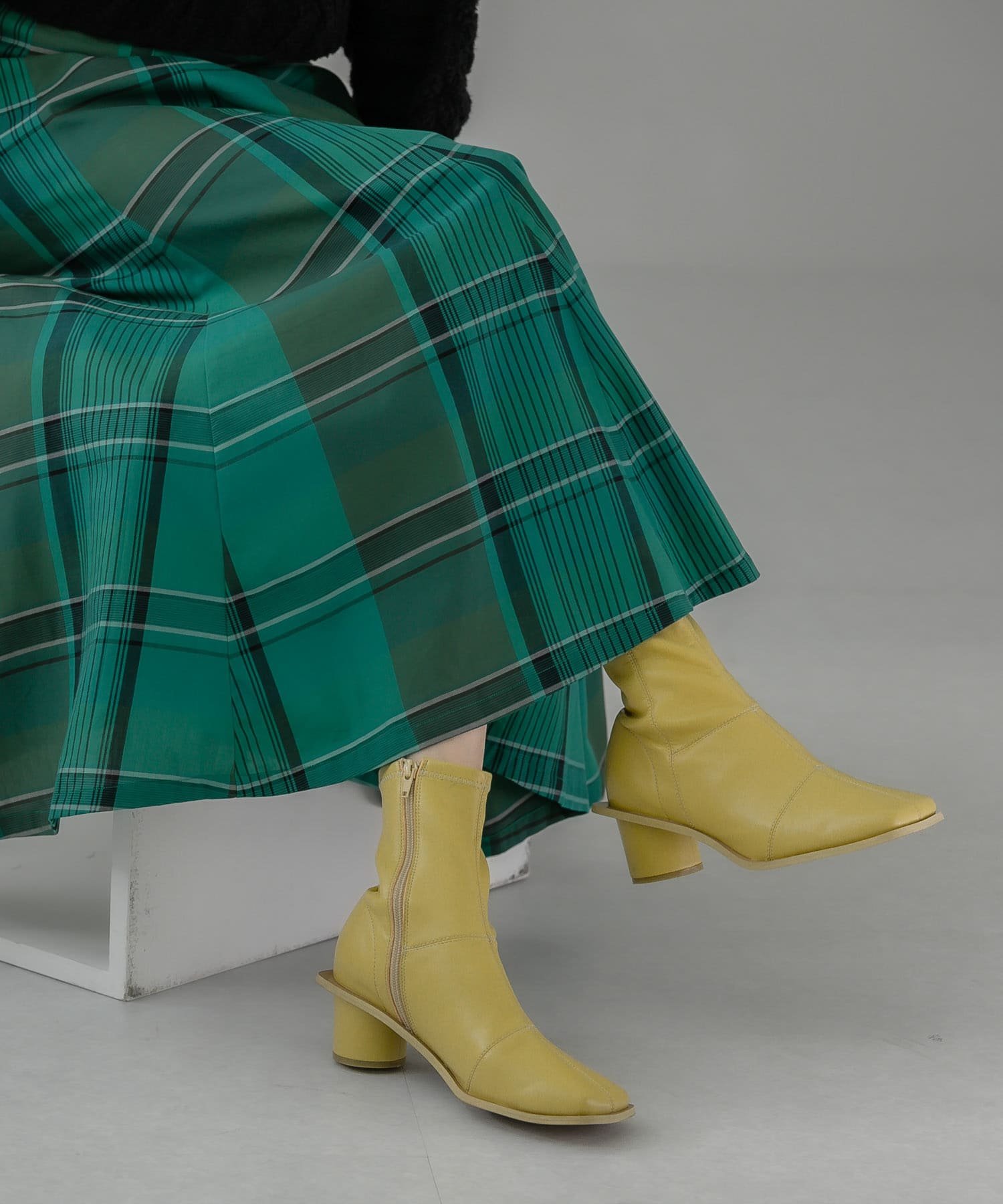 パッチワークストレッチブーツ MUSTARD 36
